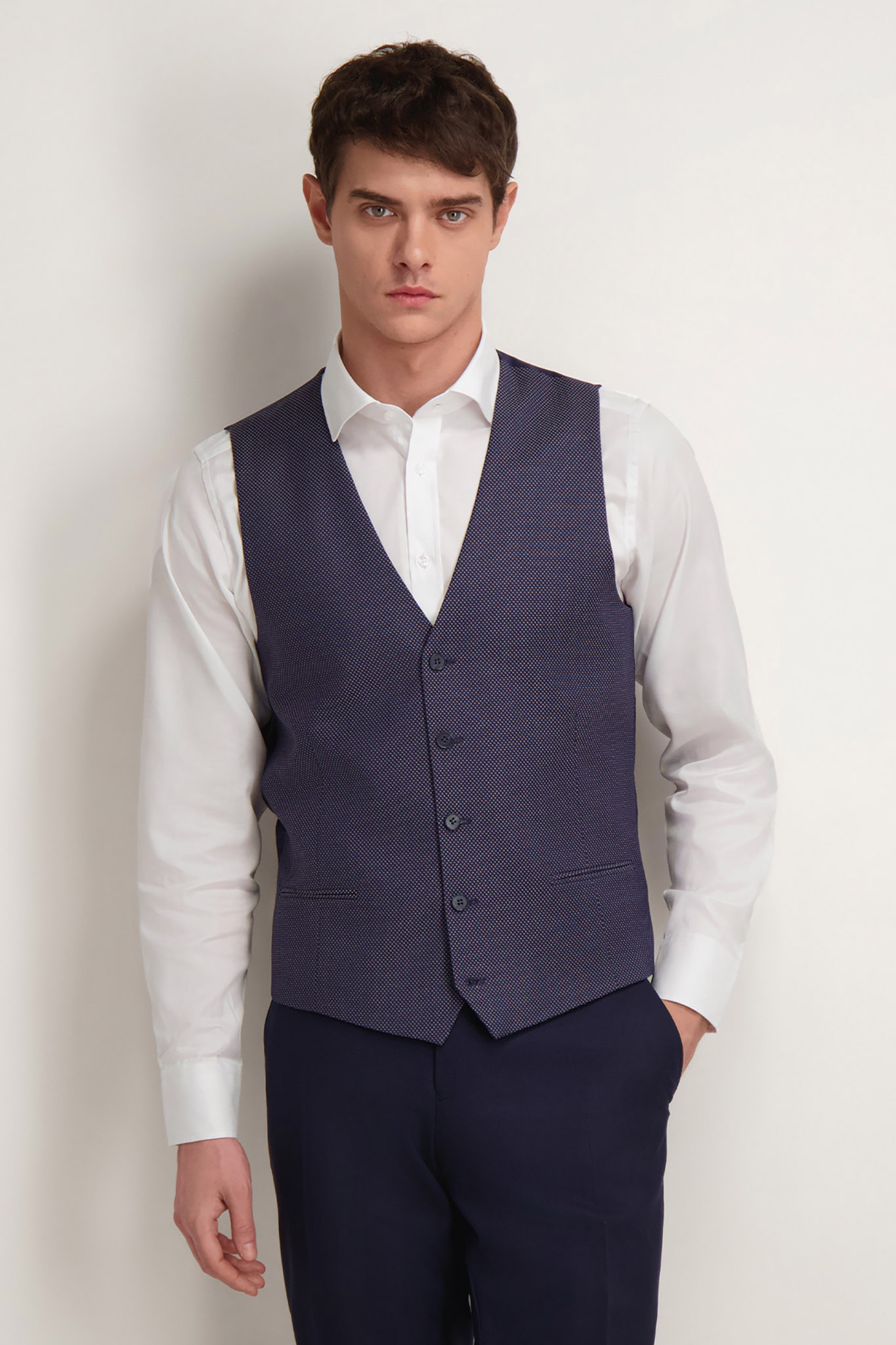 Granatowa kamizelka męska z wełną 10240