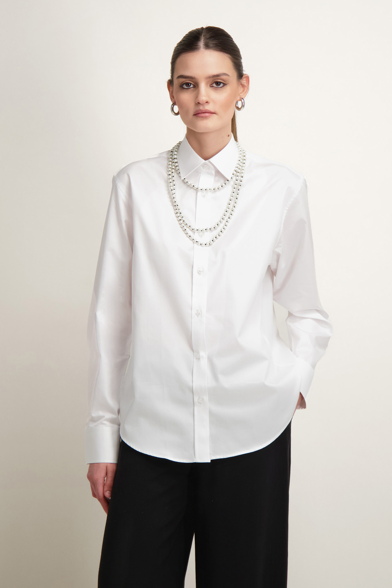 Biała koszula damska klasyczny krój 86934