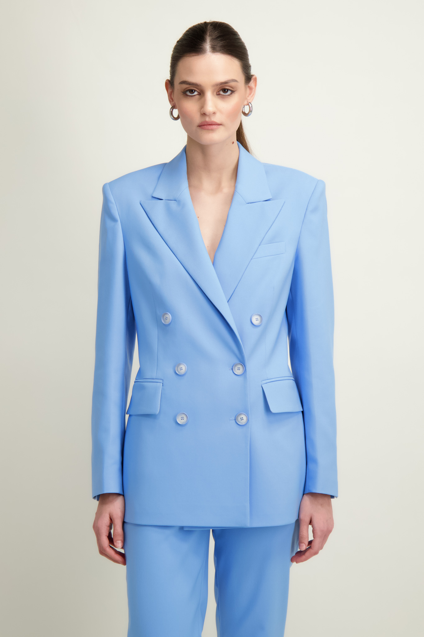 Dwurzędowa niebieska marynarka damska 86989