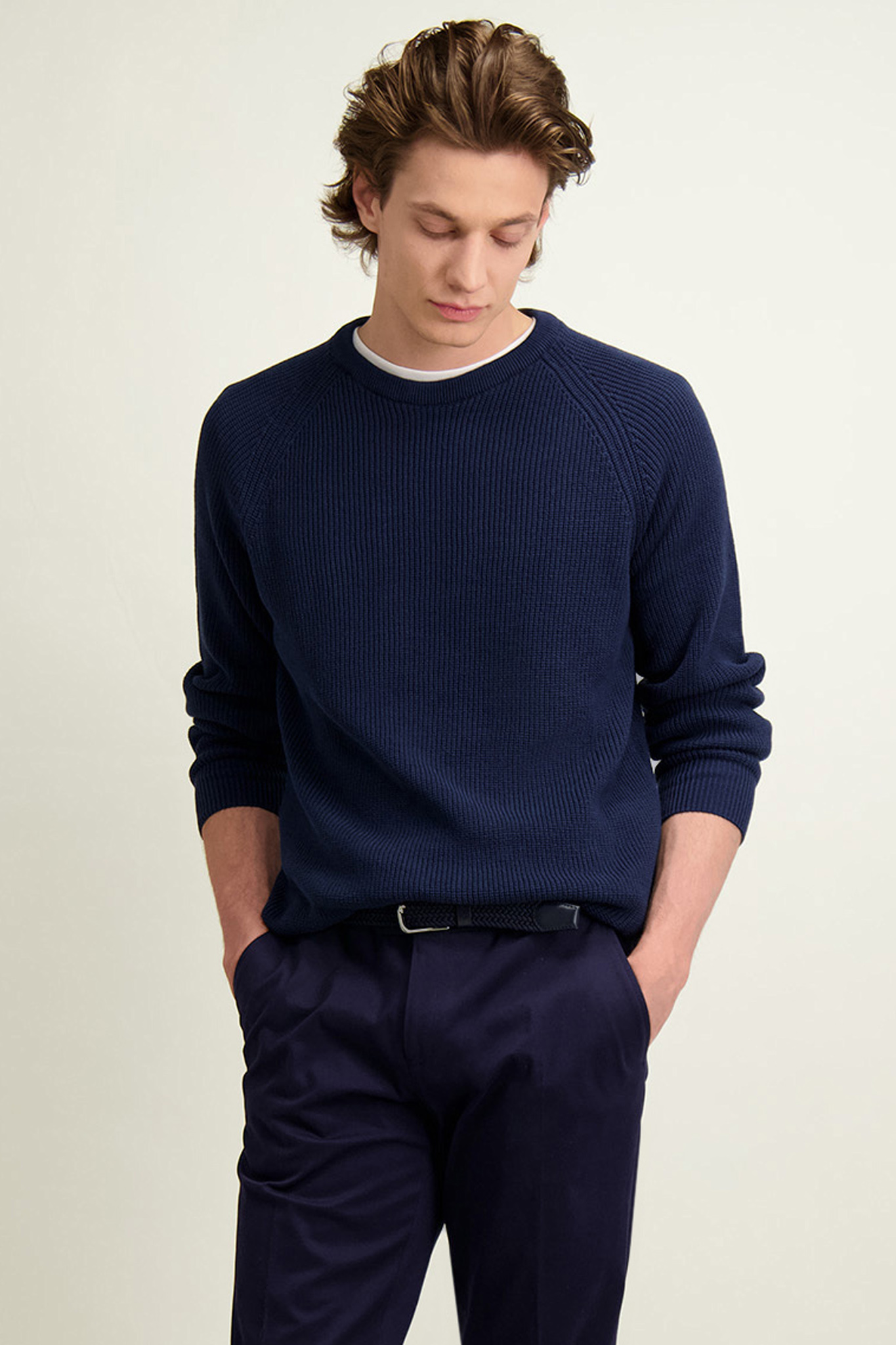 Granatowy bawełniany sweter męski 74256