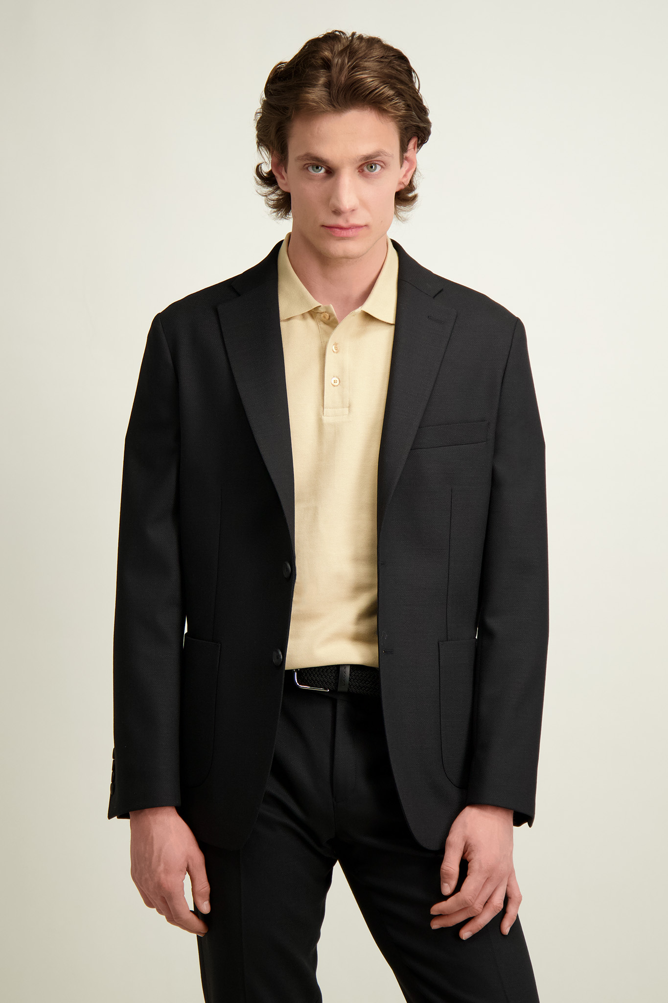 Czarna marynarka z wełną virgin wool 46424