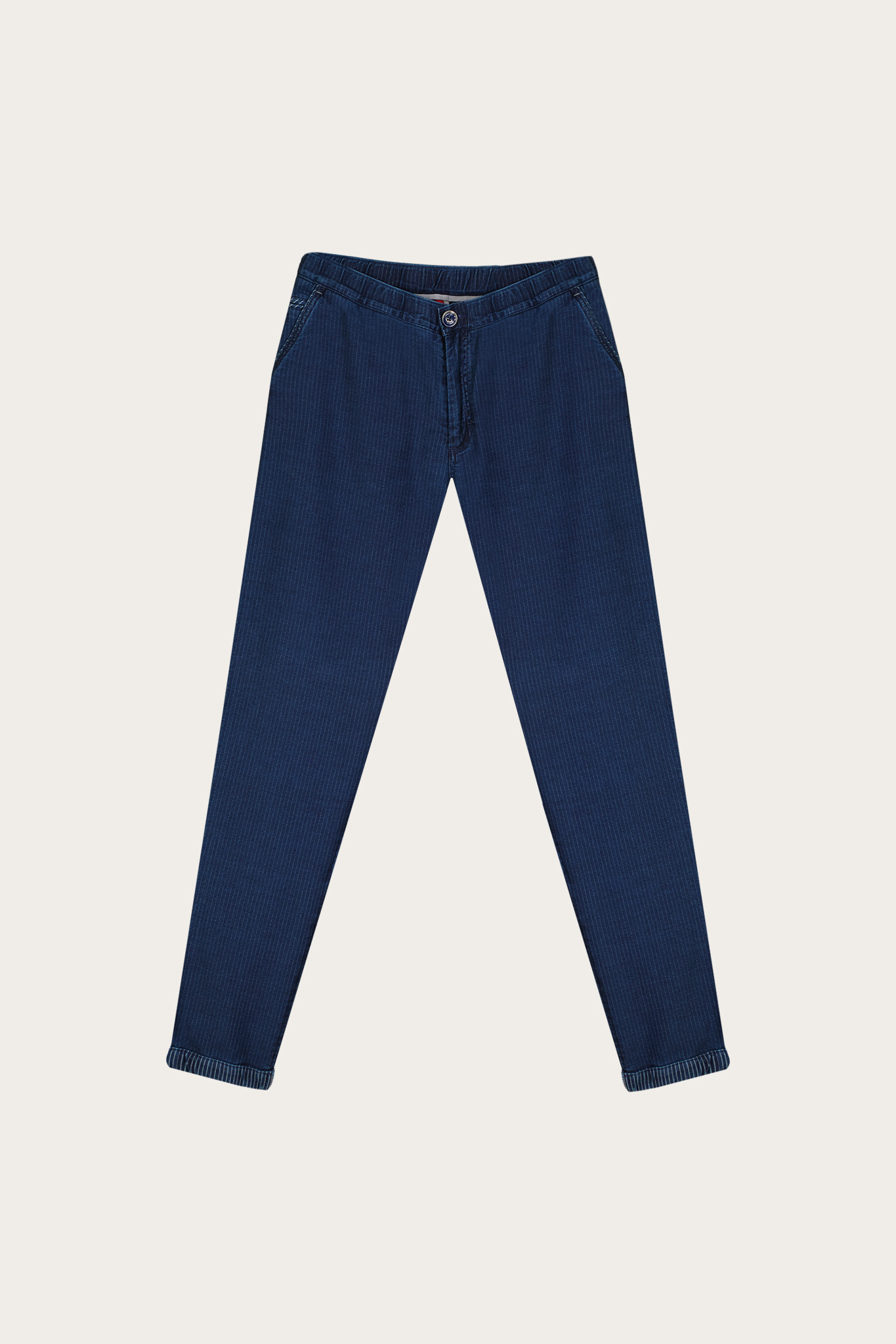 Granatowe spodnie ze ściągaczem chinos 64611