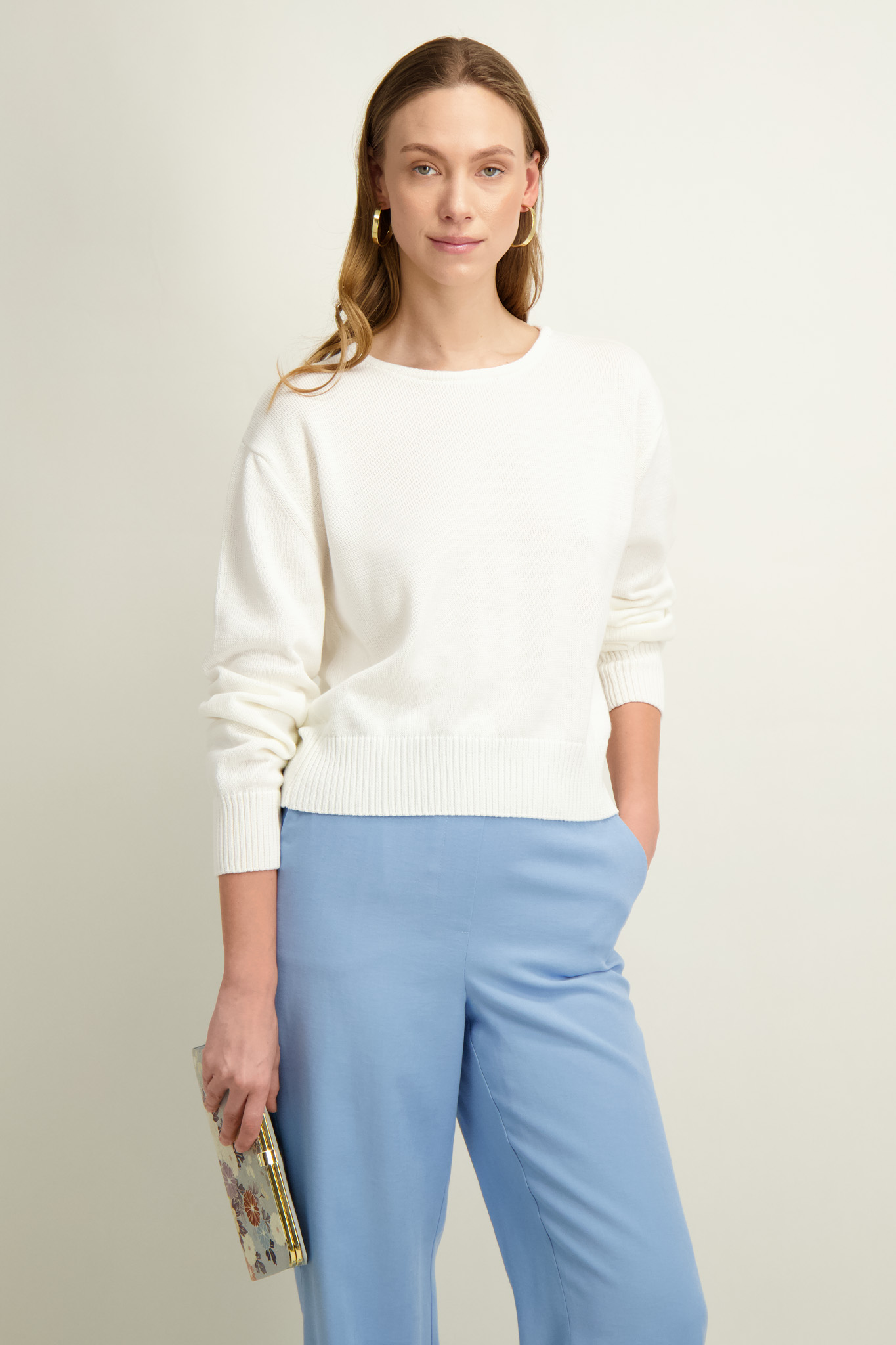 Kremowy bawełniany sweter damski 86998