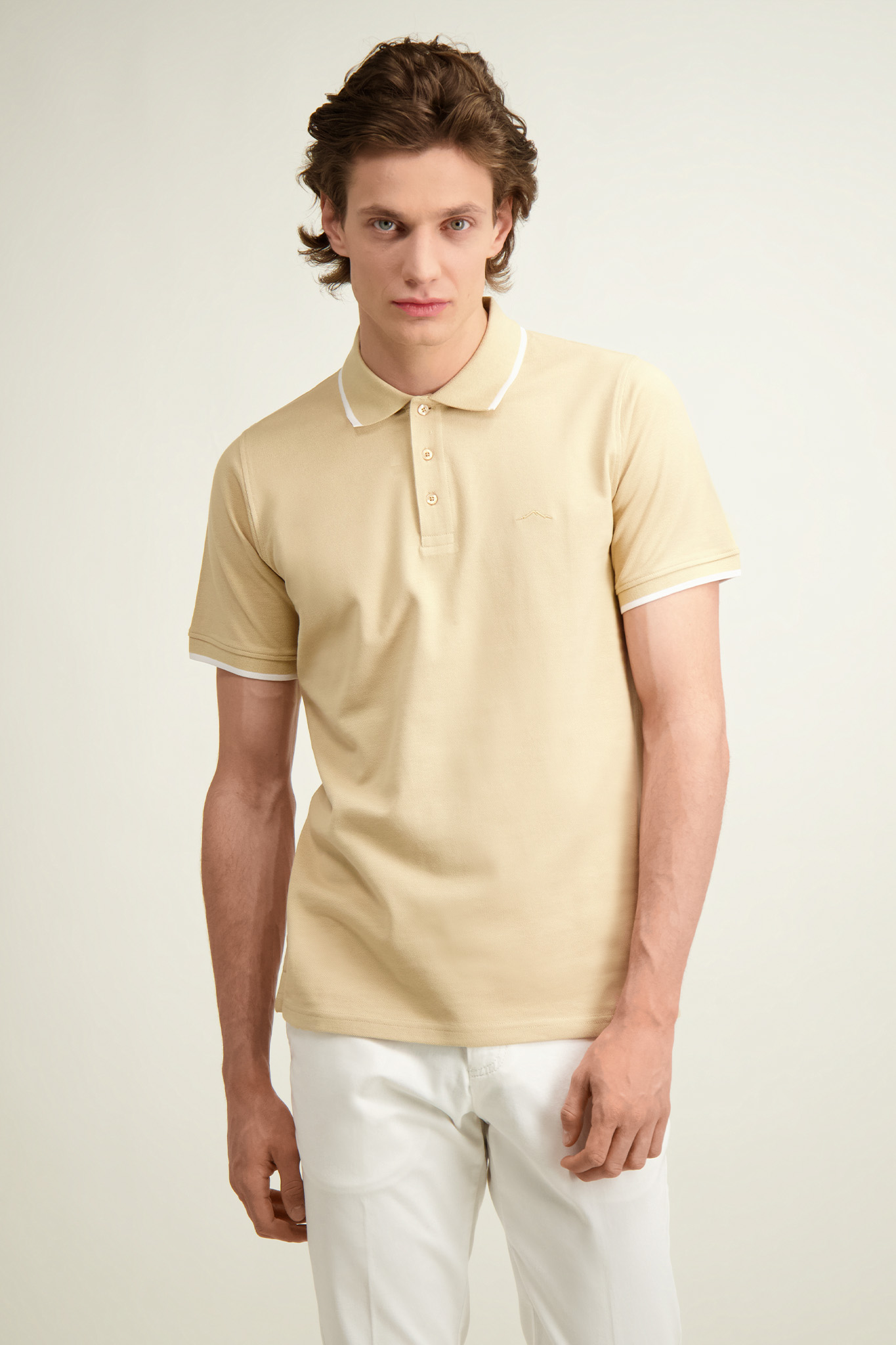 Beżowe polo męskie 74255