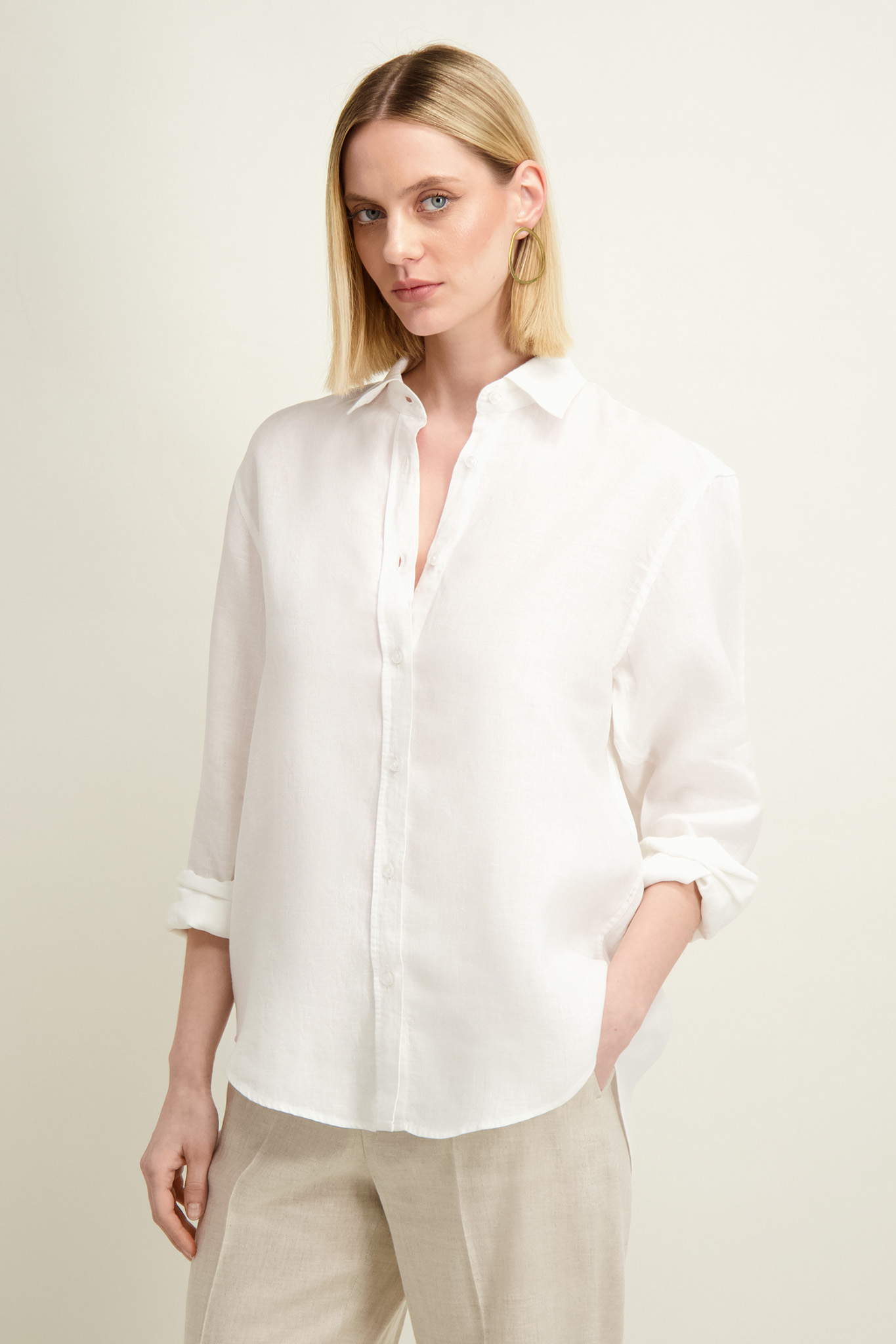 Biała koszula damska z lnu 86901