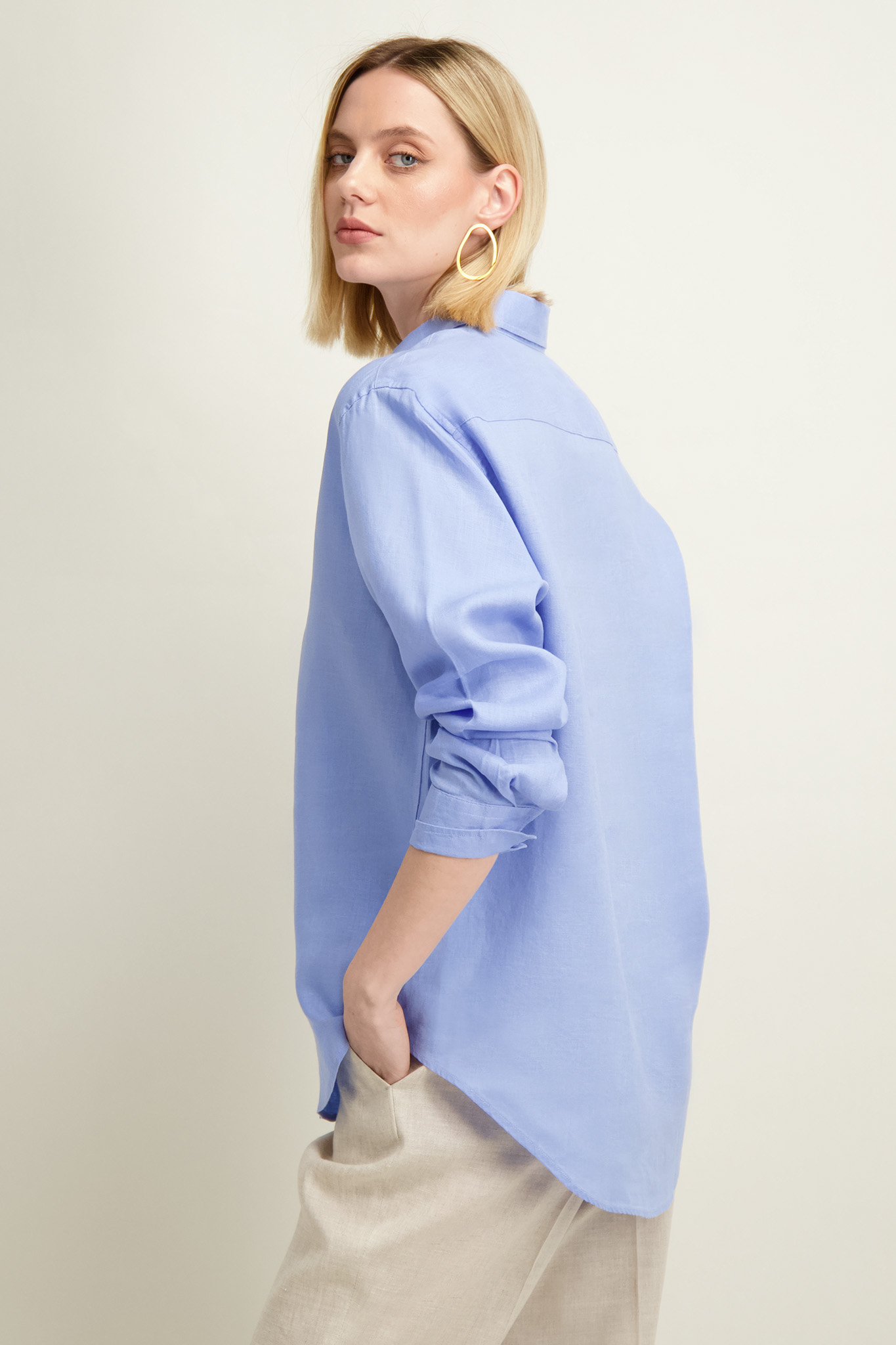 Niebieska koszula damska z lnu 86902