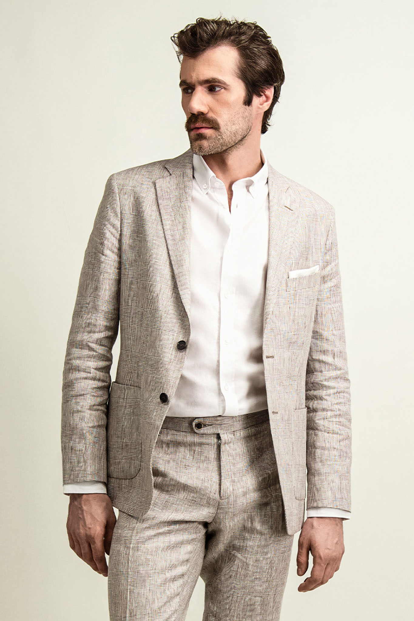 Jednorzędowa marynarka męska bawełna, len 46438