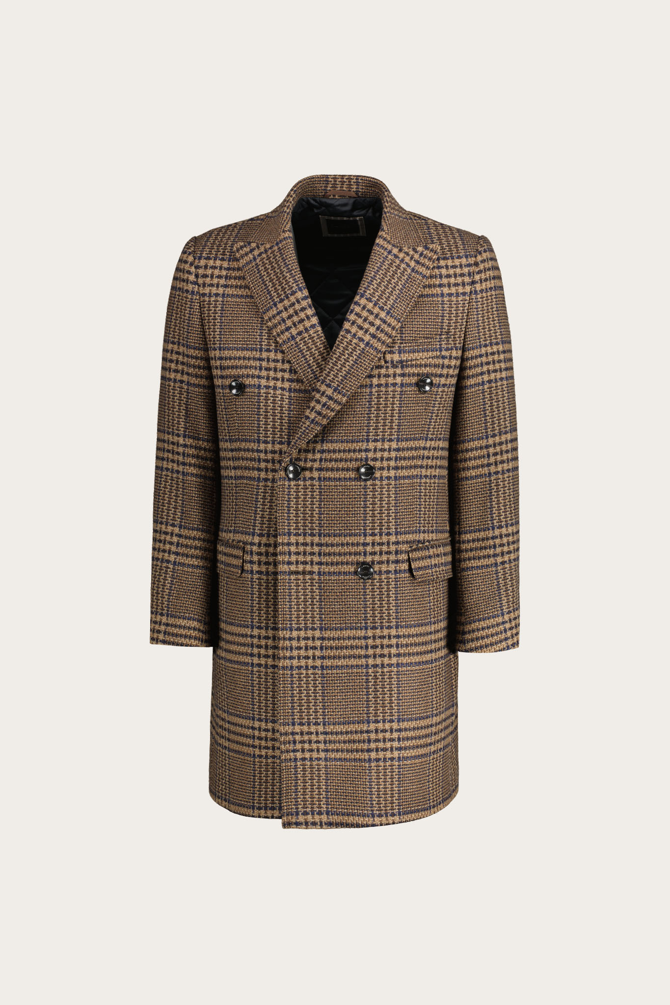 Dwurzędowy płaszcz męski z wełną 29887