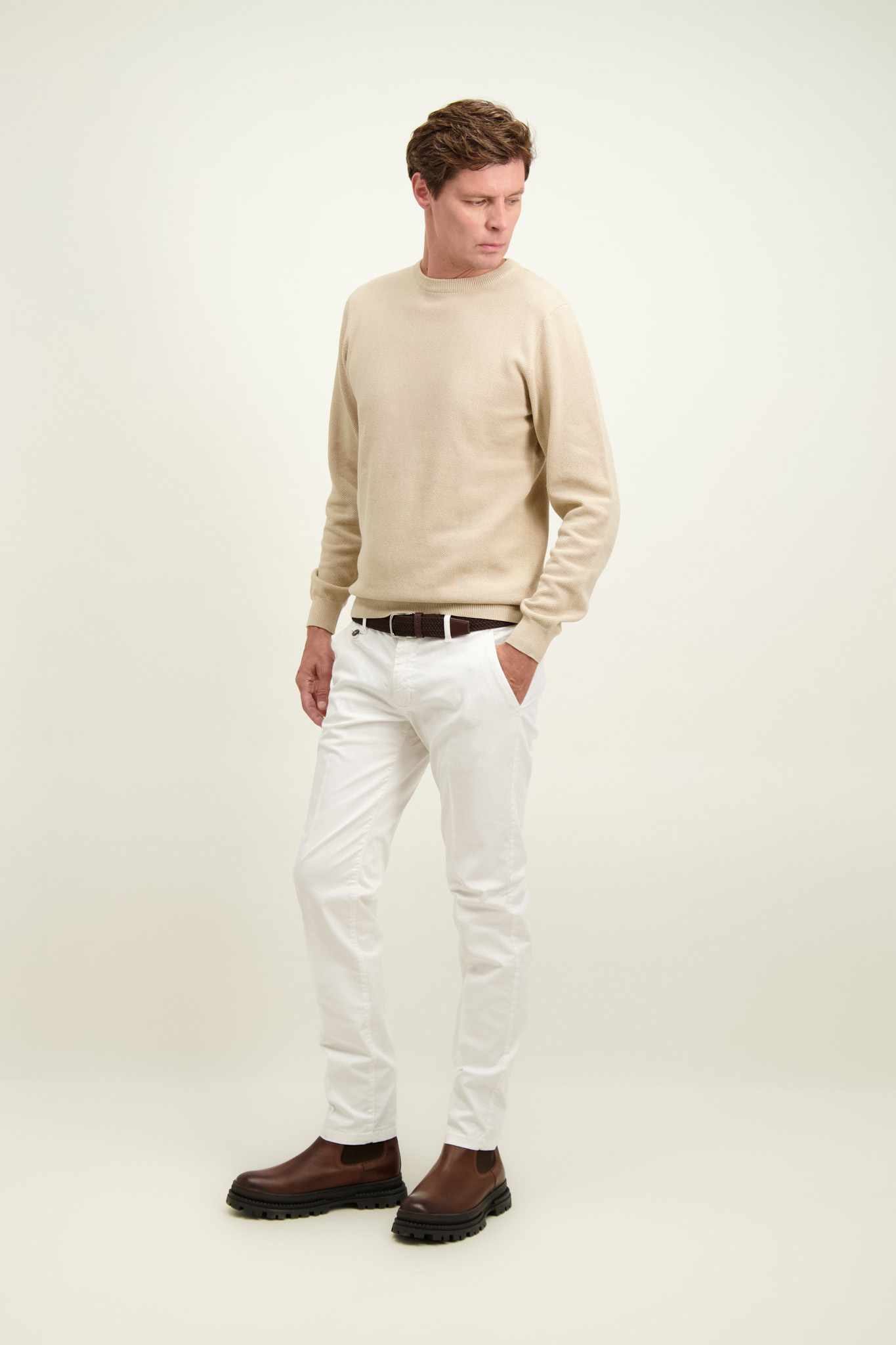 Spodnie męskie chinos ecru 64998