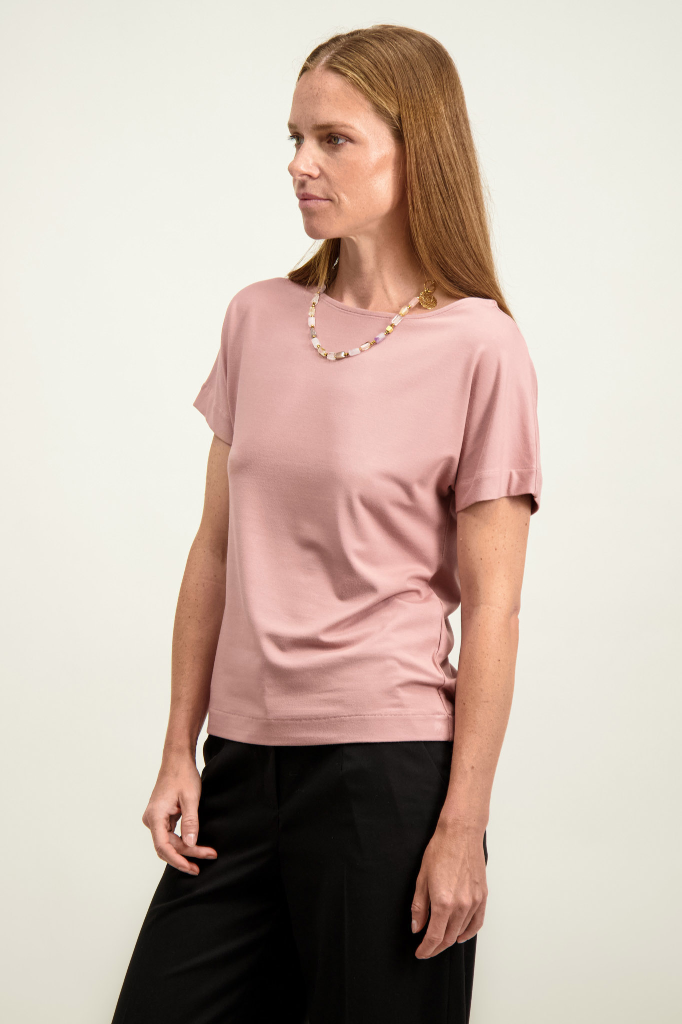 Różowa bluzka damska z krótkim rękawem 87080