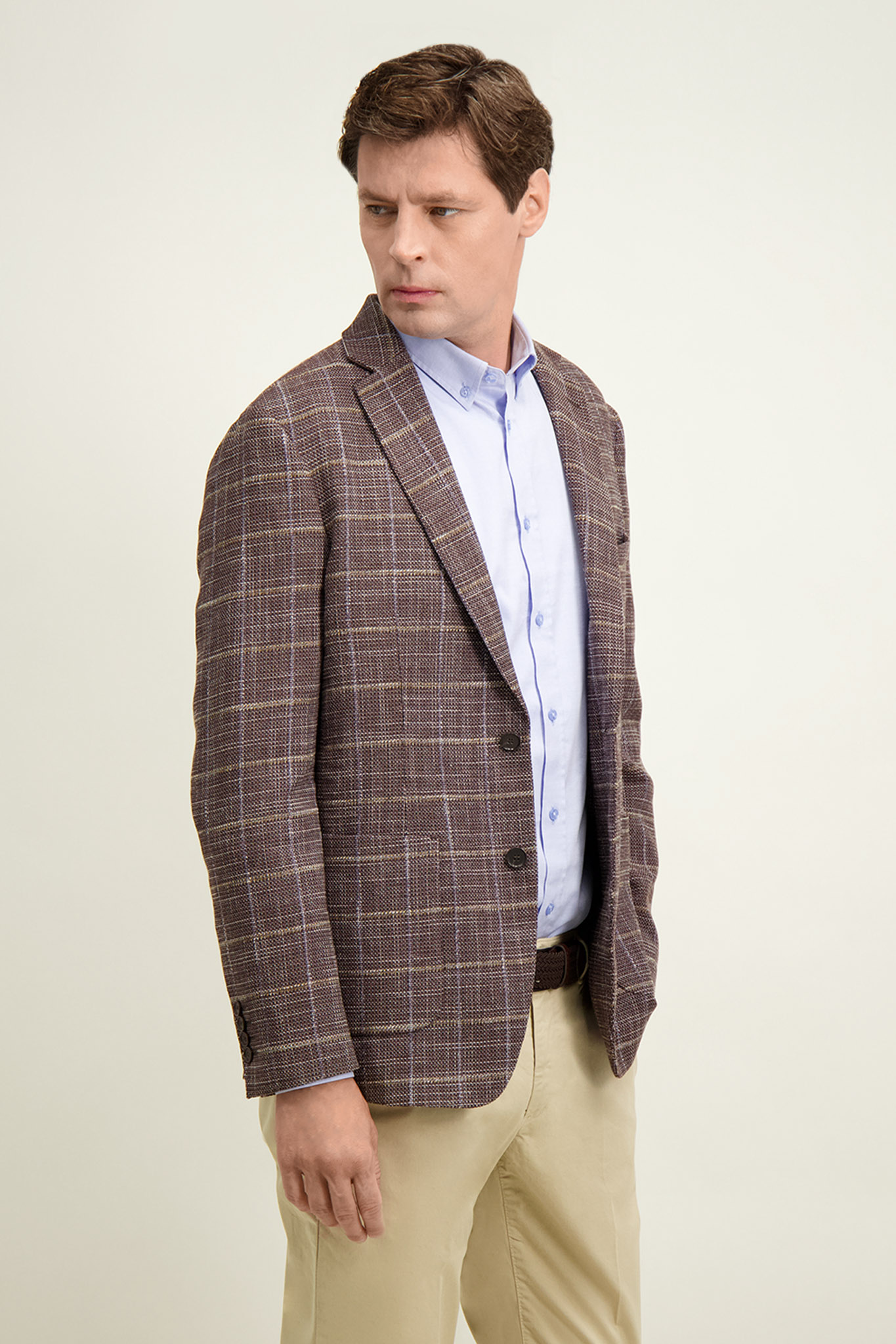 Jednorzędowa marynarka męska w kratę 46459