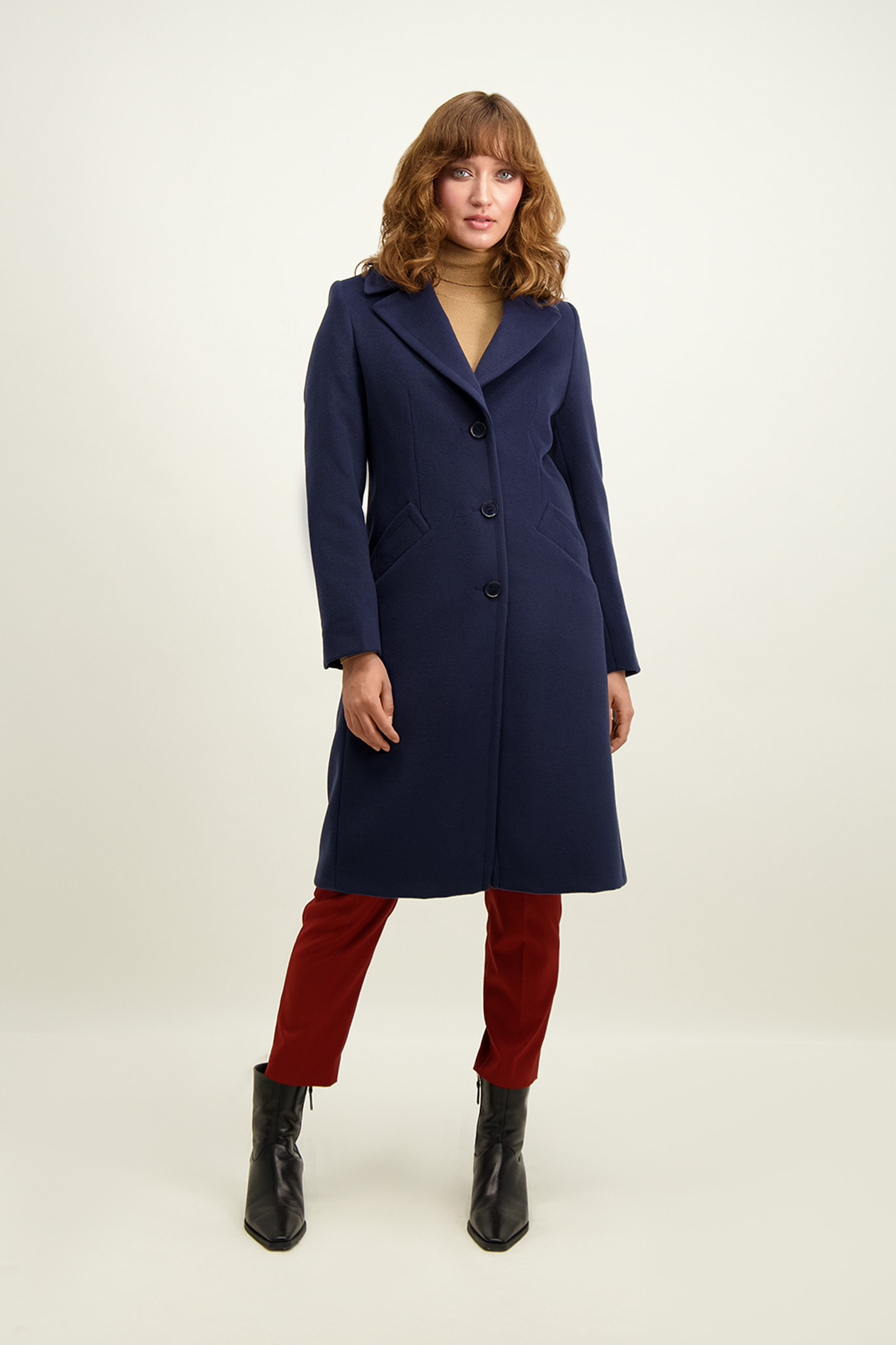 Granatowy płaszcz damski 87106