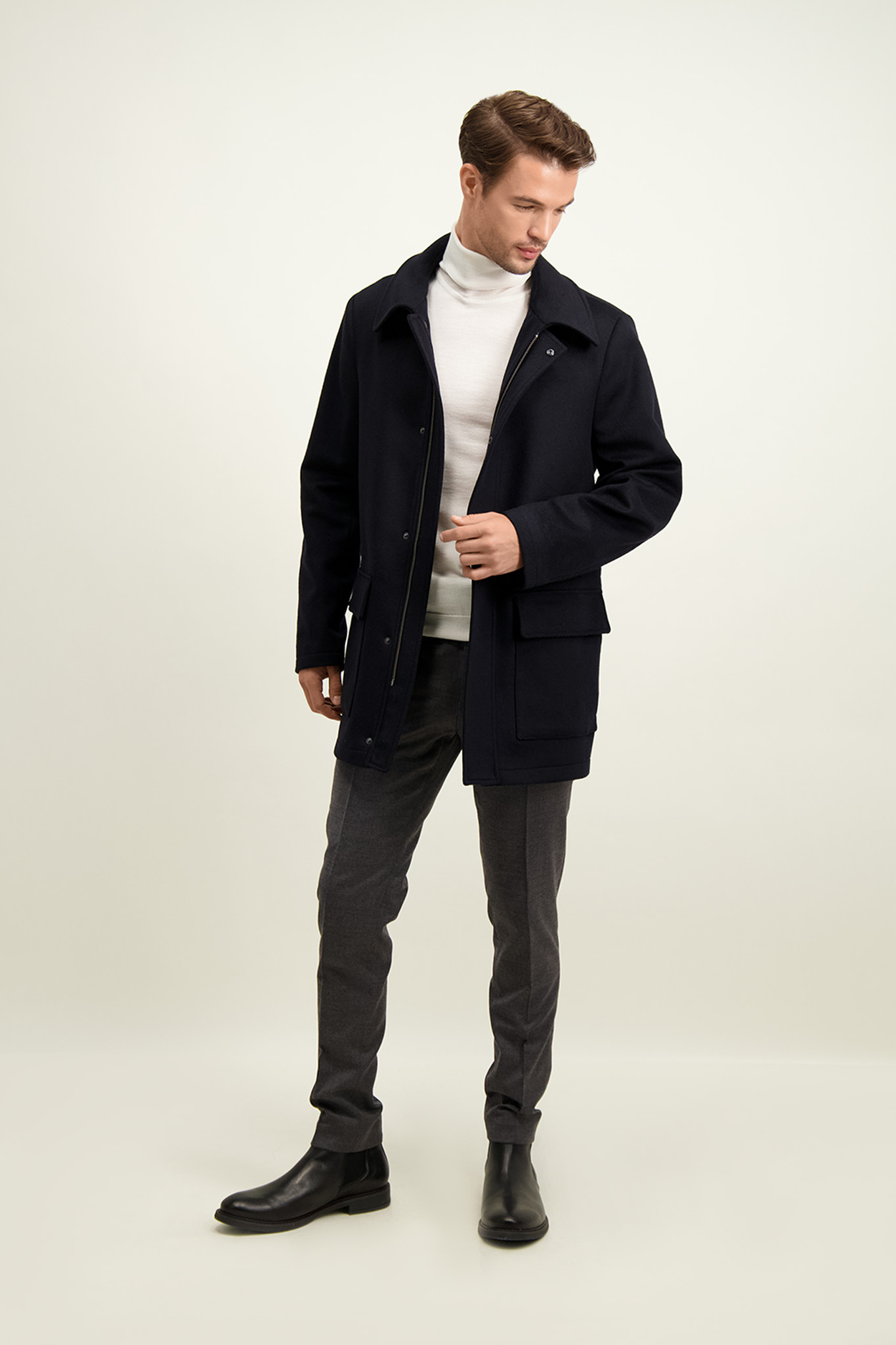 Granatowa kurtka męska z wełną i kaszmirem 20027