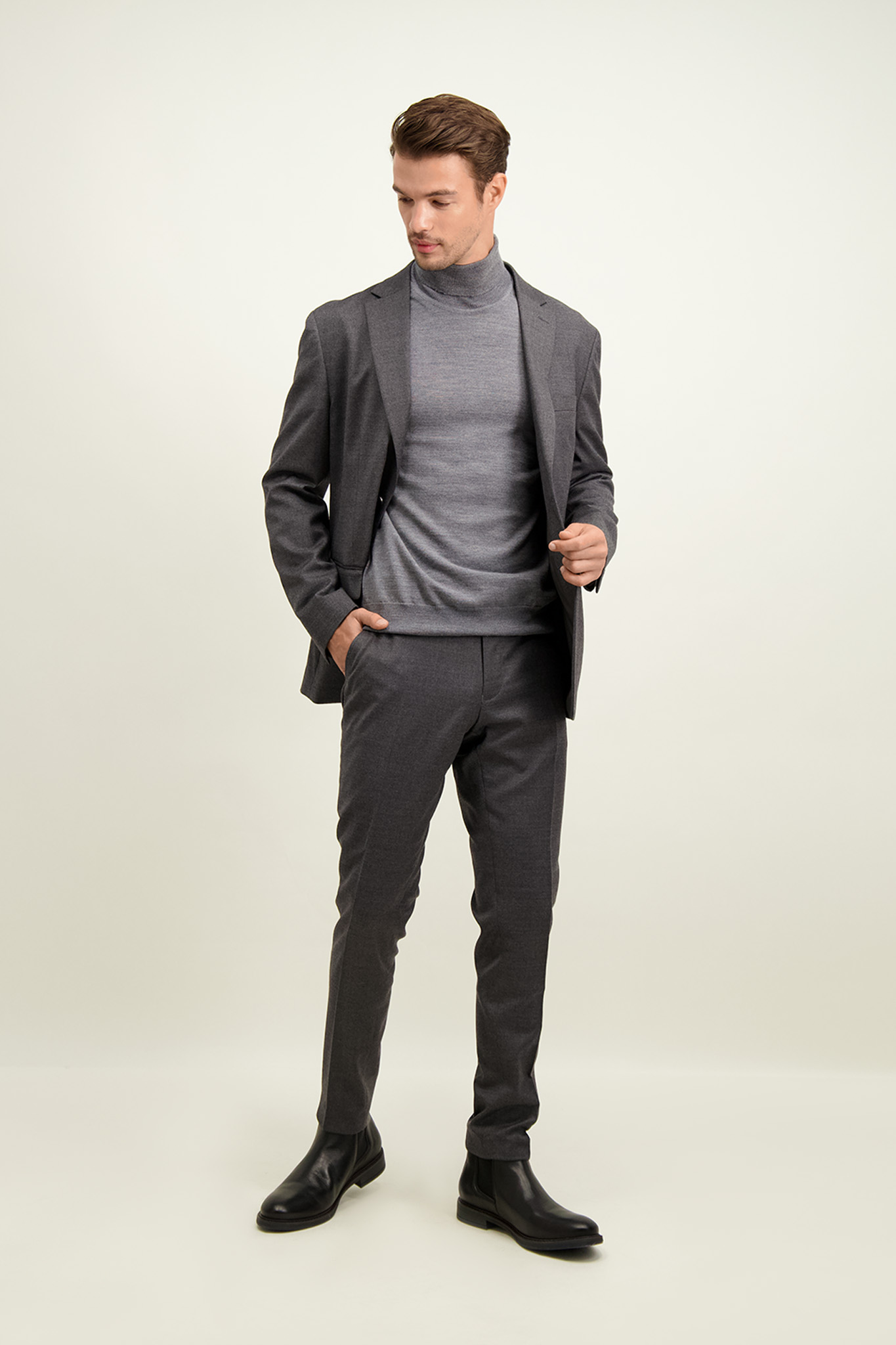 Szare męskie spodnie garniturowe 66415