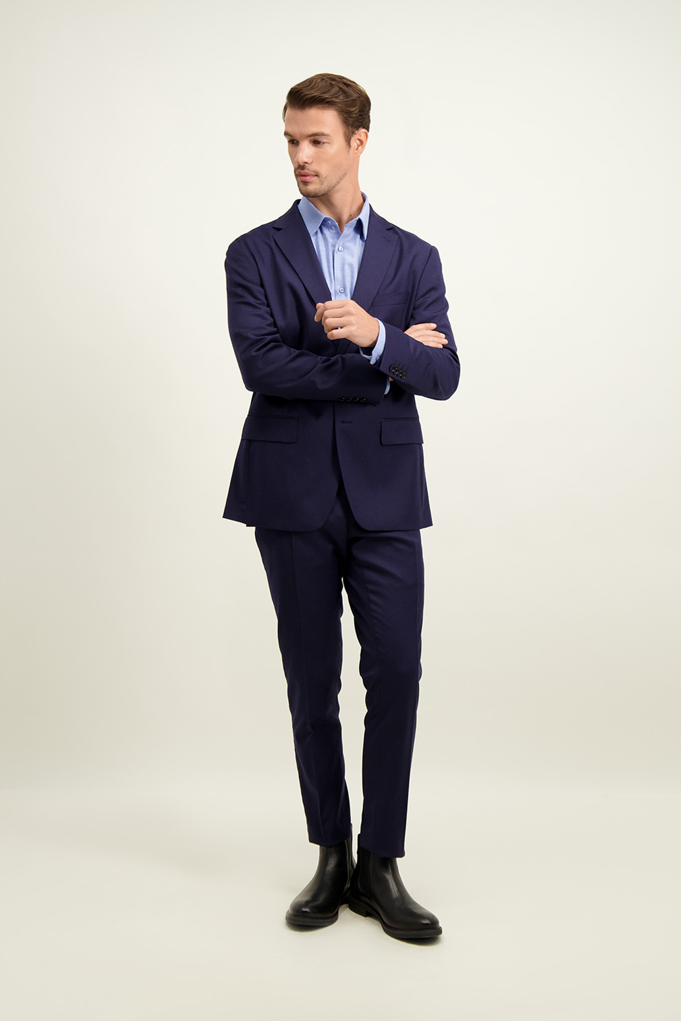 Granatowe męskie spodnie garniturowe 66416