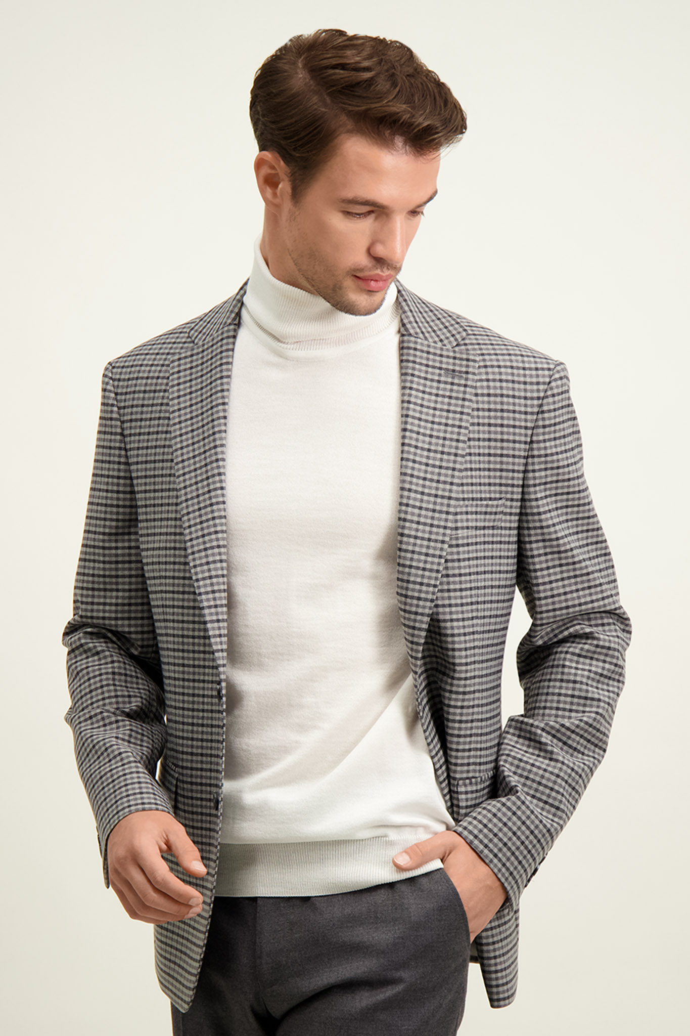 Szara jednorzędowa marynarka męska 46473