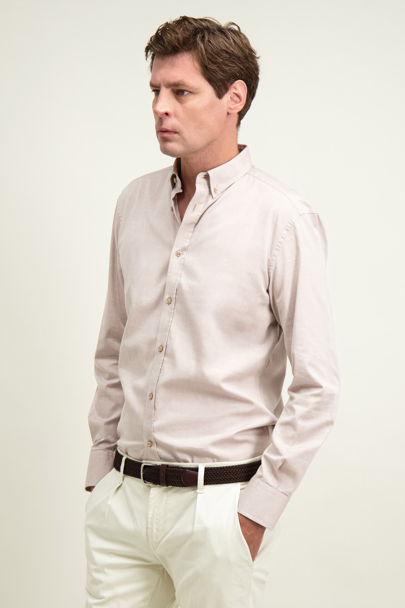 Jasnobrązowa bawełniana koszula męska 99406