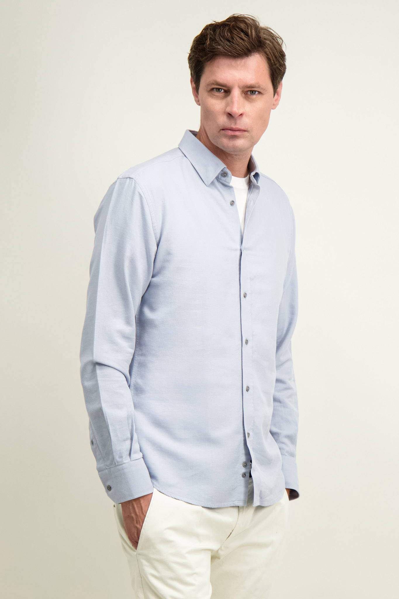 Niebieska koszula męska z długim rękawem 99411