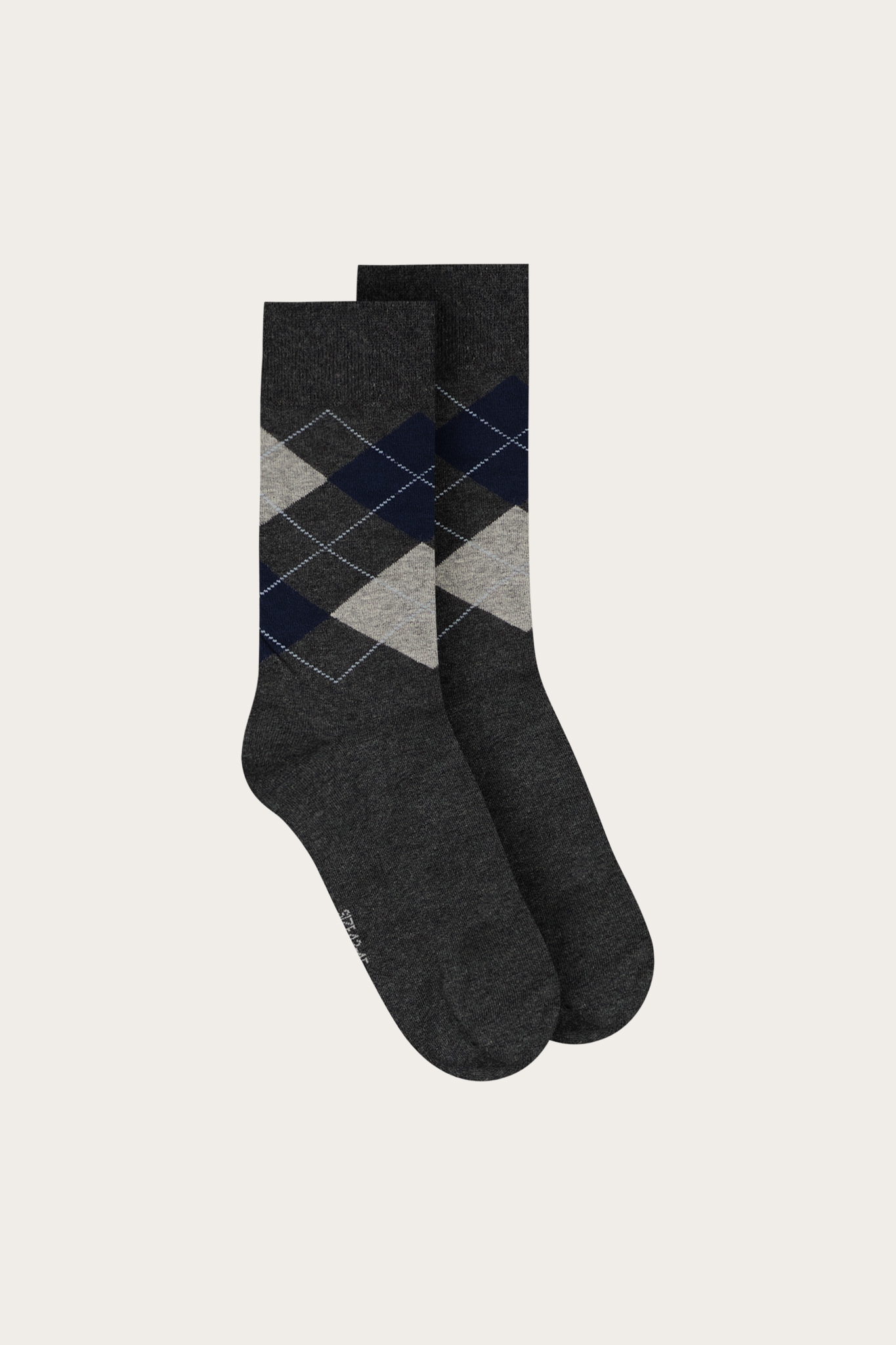 Szaro-granatowe skarpety męskie w romby 76125