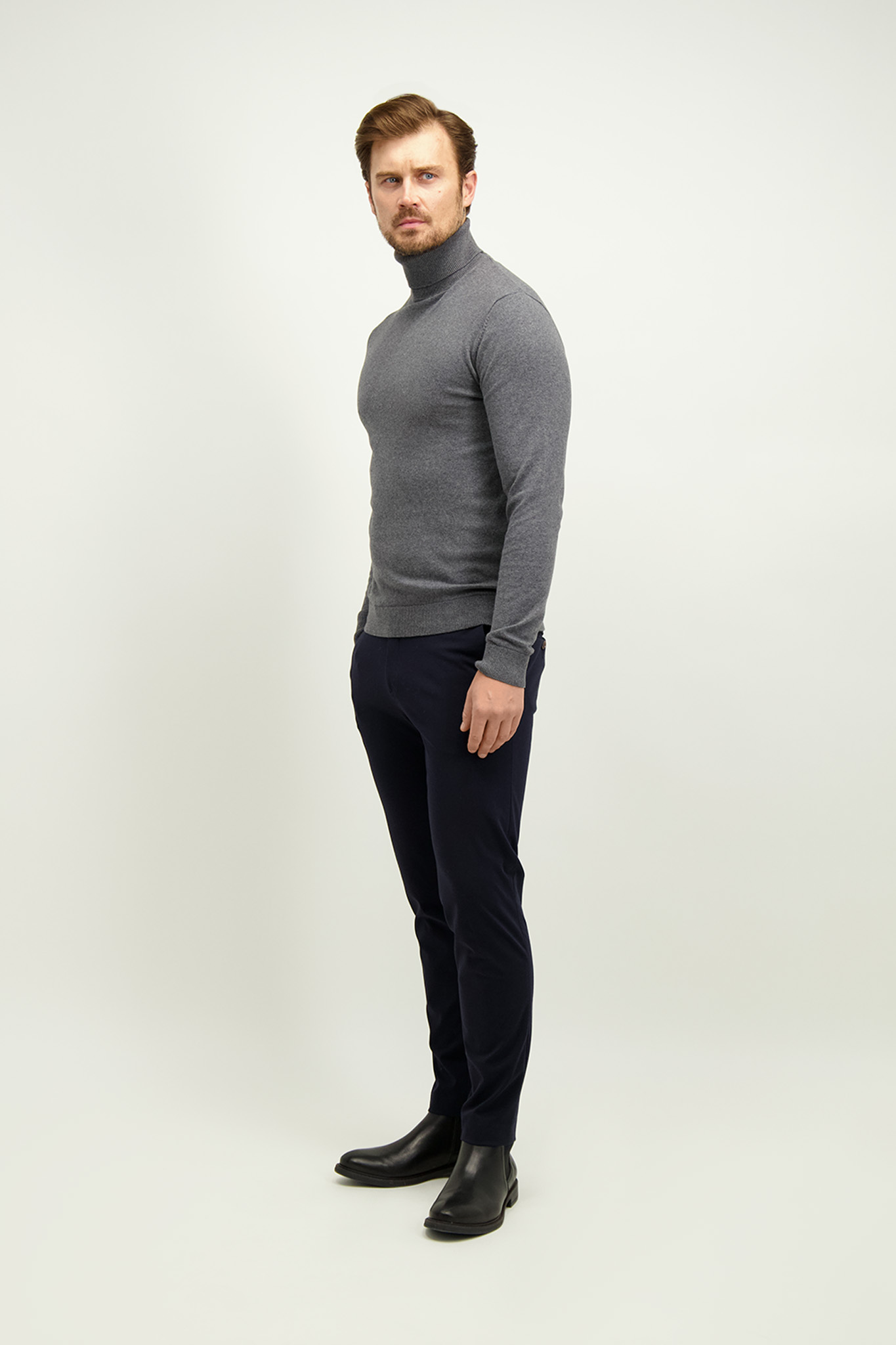 Granatowe spodnie męskie z bawełną 66458