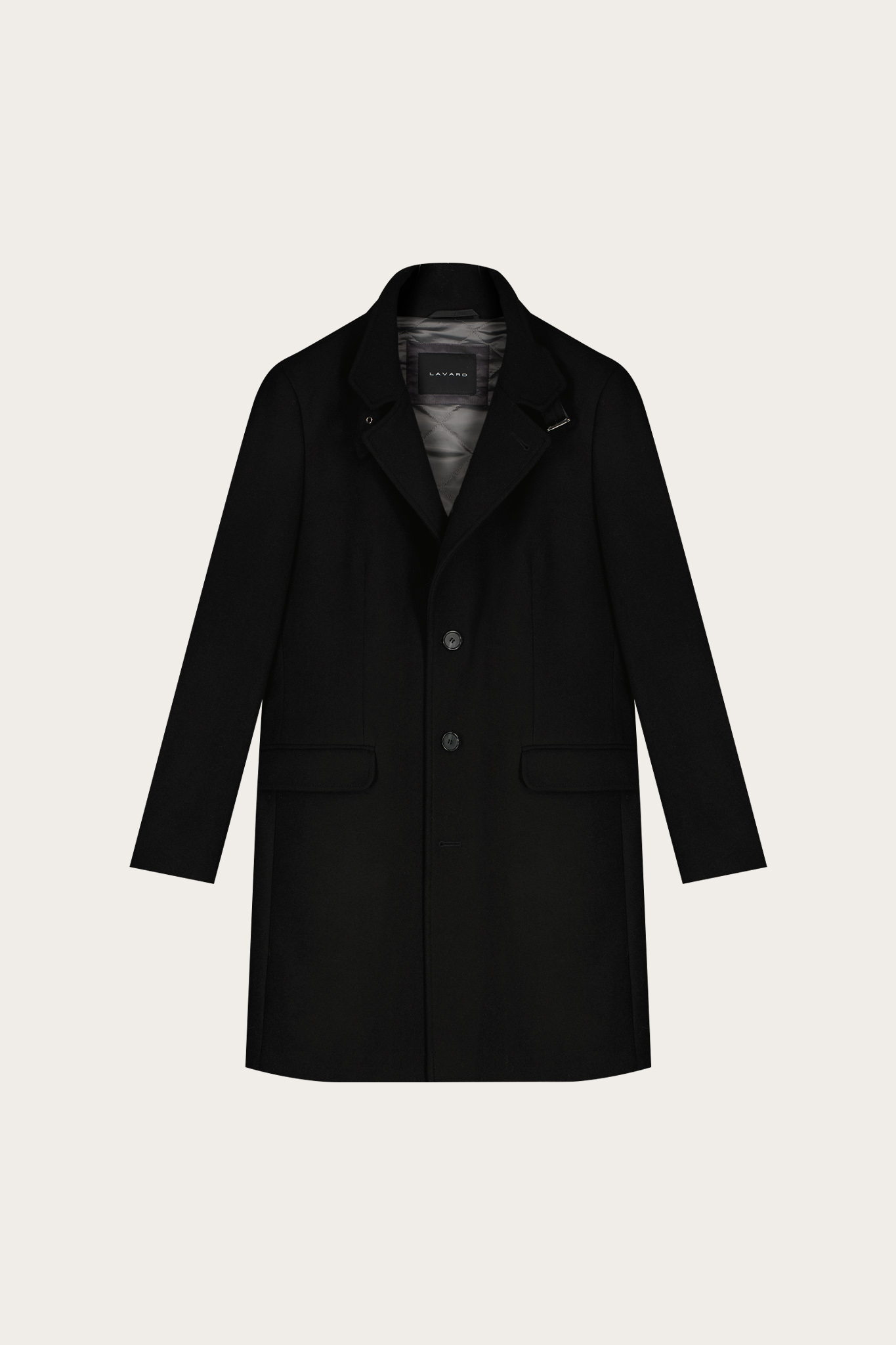 Klasyczny czarny wełniany płaszcz męski 20009