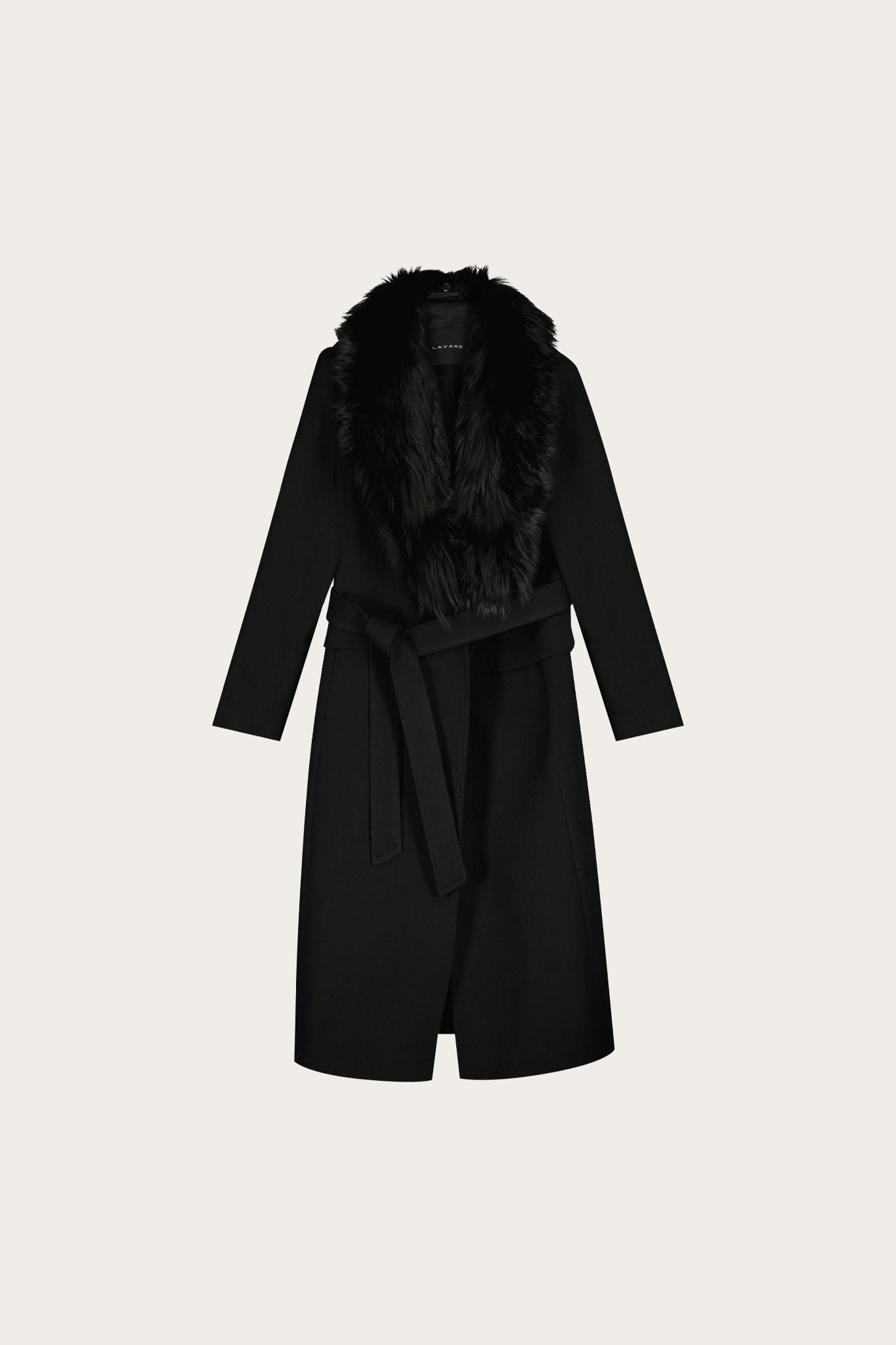 Czarny płaszcz damski z wełną 87092