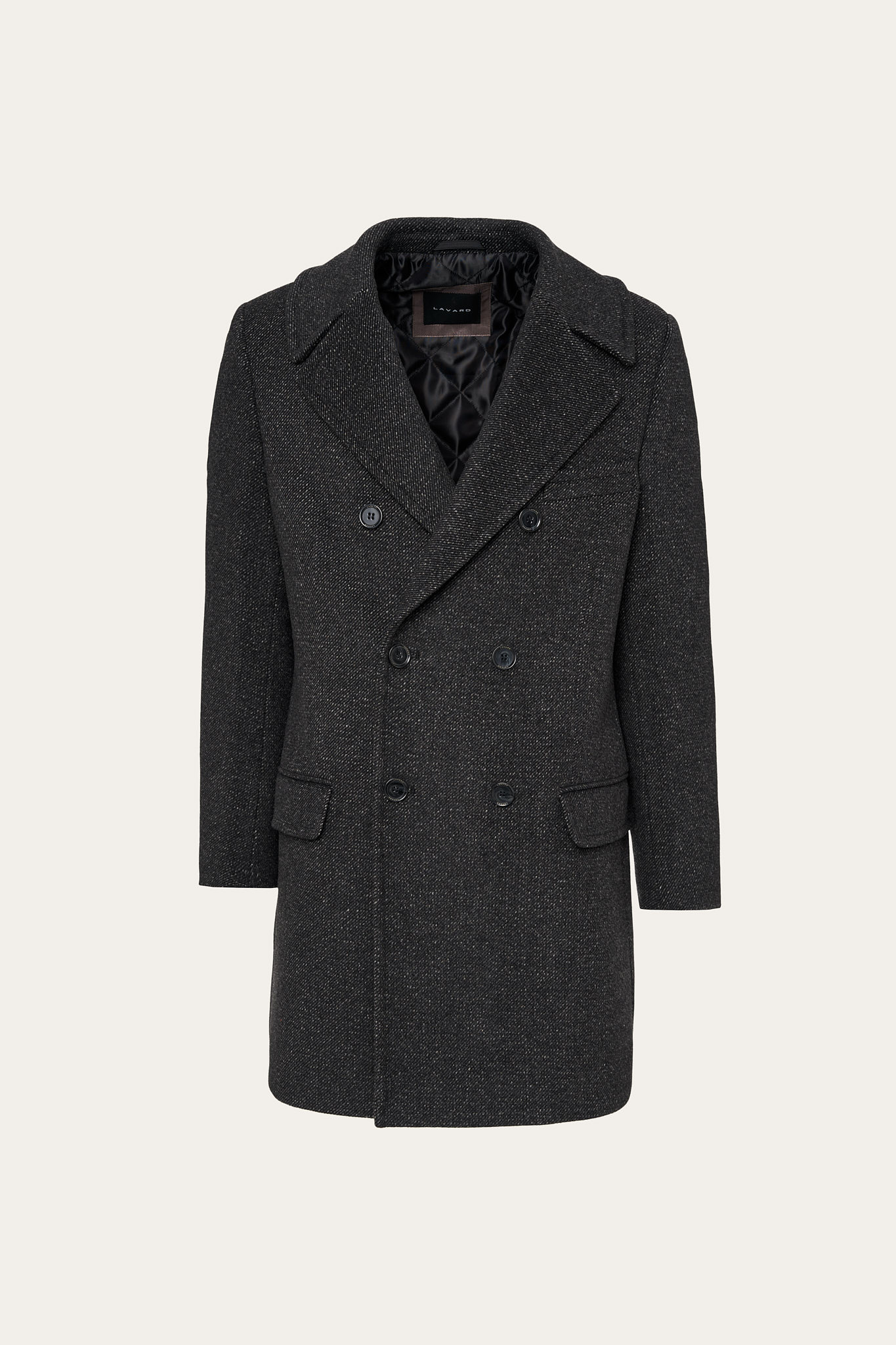 Dwurzędowy grafitowy wełniany płaszcz męski 20050