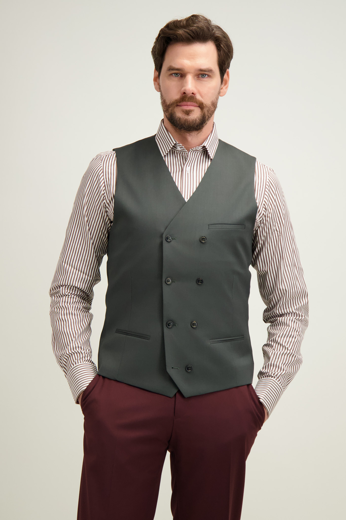 Zielona wełniana kamizelka męska 10473