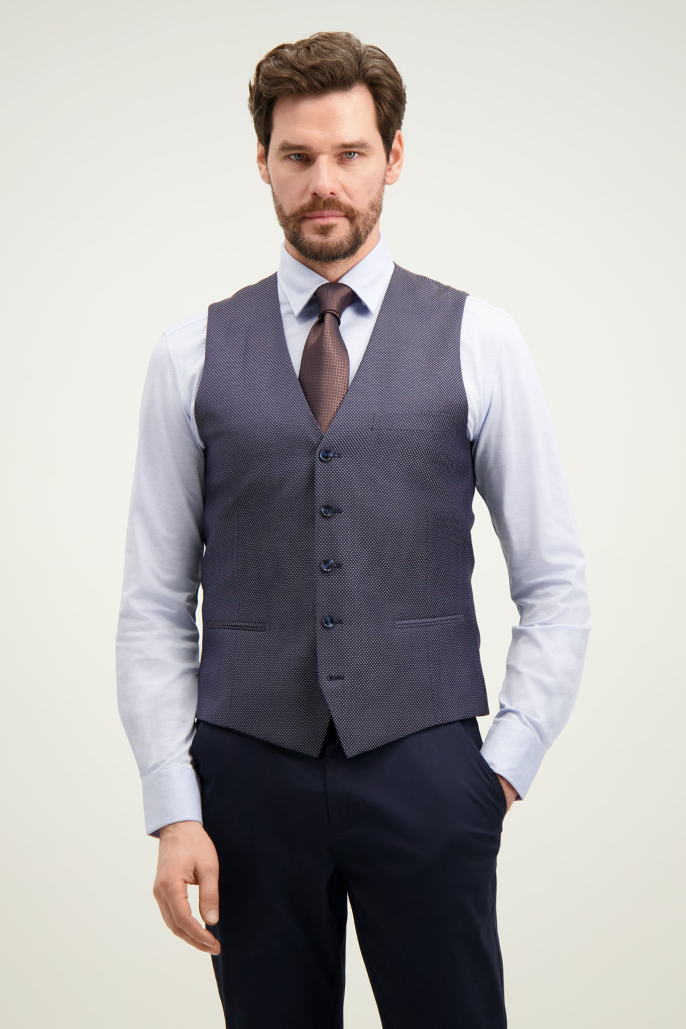 Granatowa kamizelka męska z wełną 10474