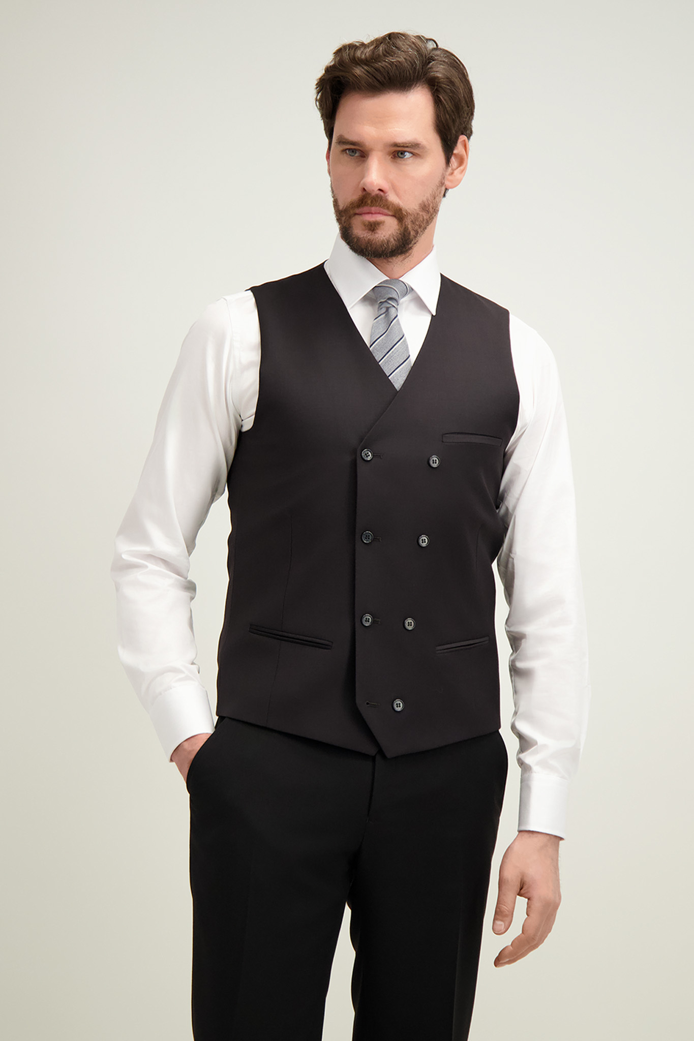 Czarna kamizelka męska z wełną 10475