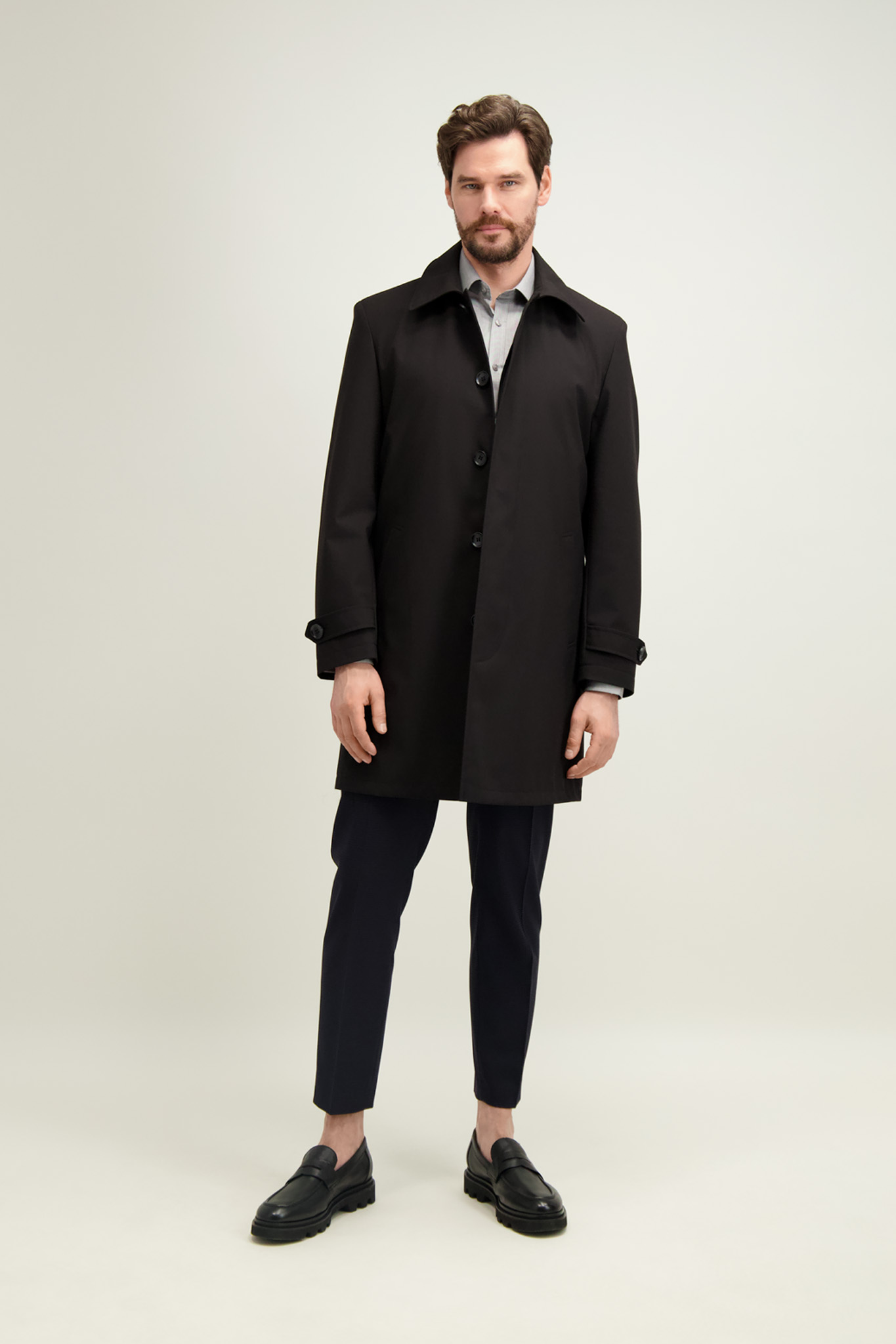 Czarny płaszcz męski 20044