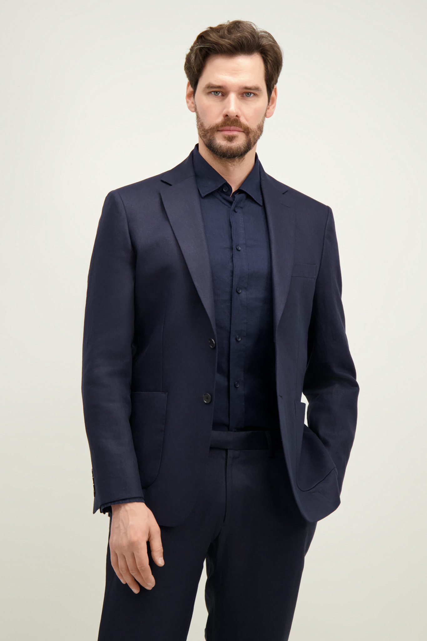 Granatowa męska marynarka len 46441