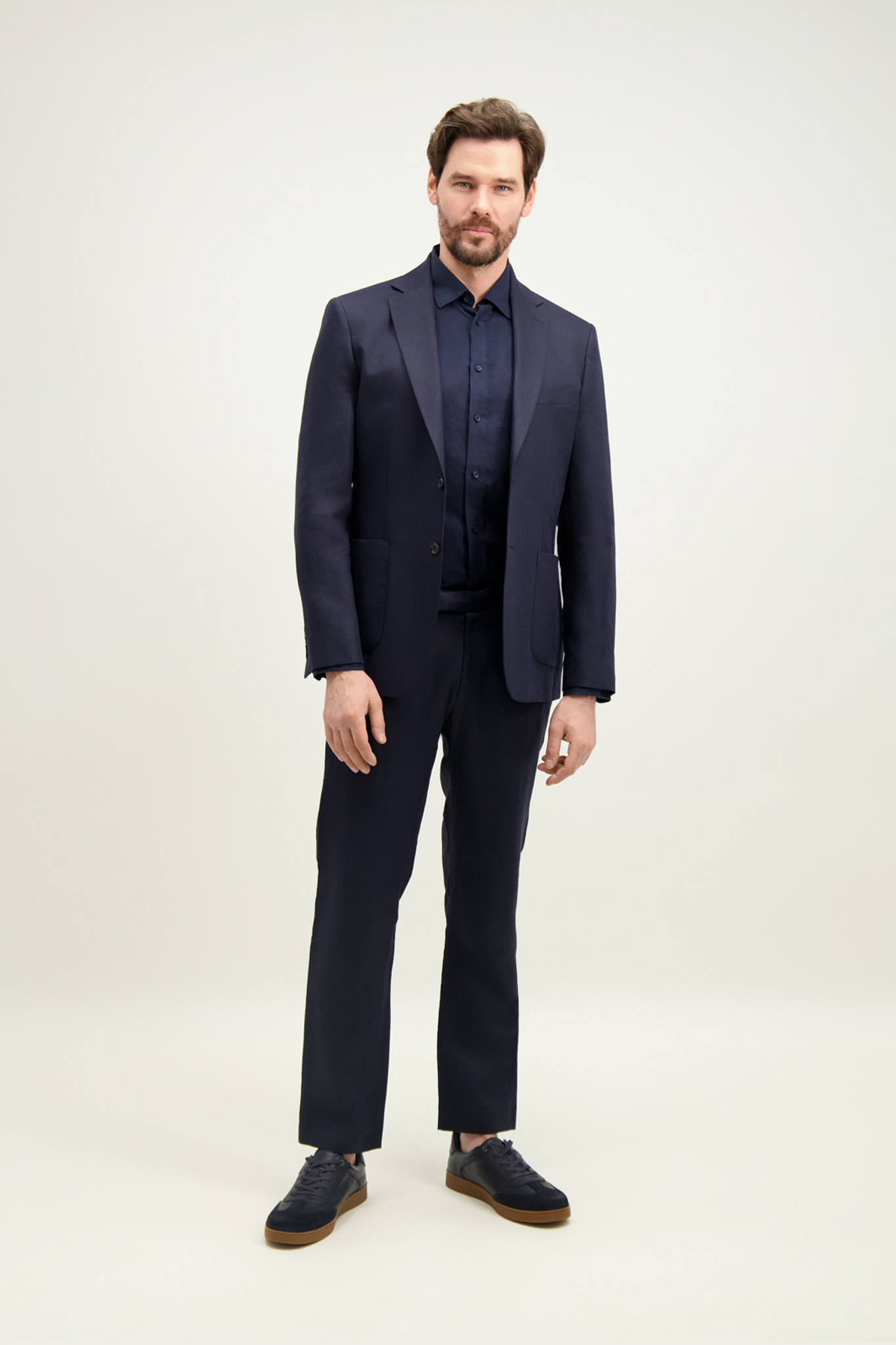 Granatowe męskie spodnie len 66441