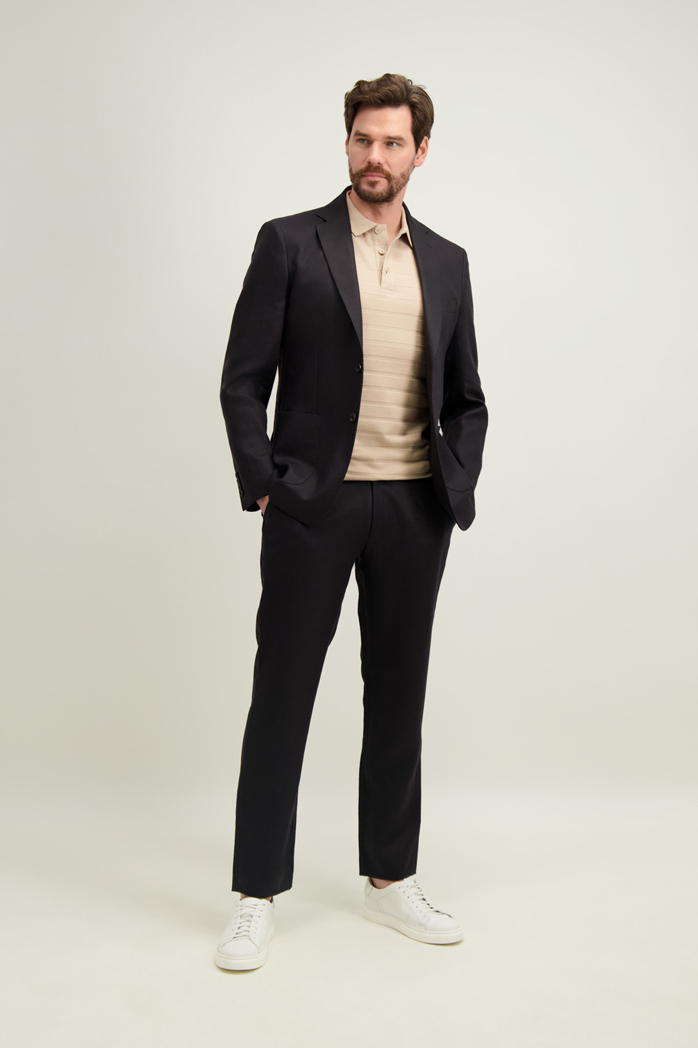 Czarne męskie spodnie len 66442