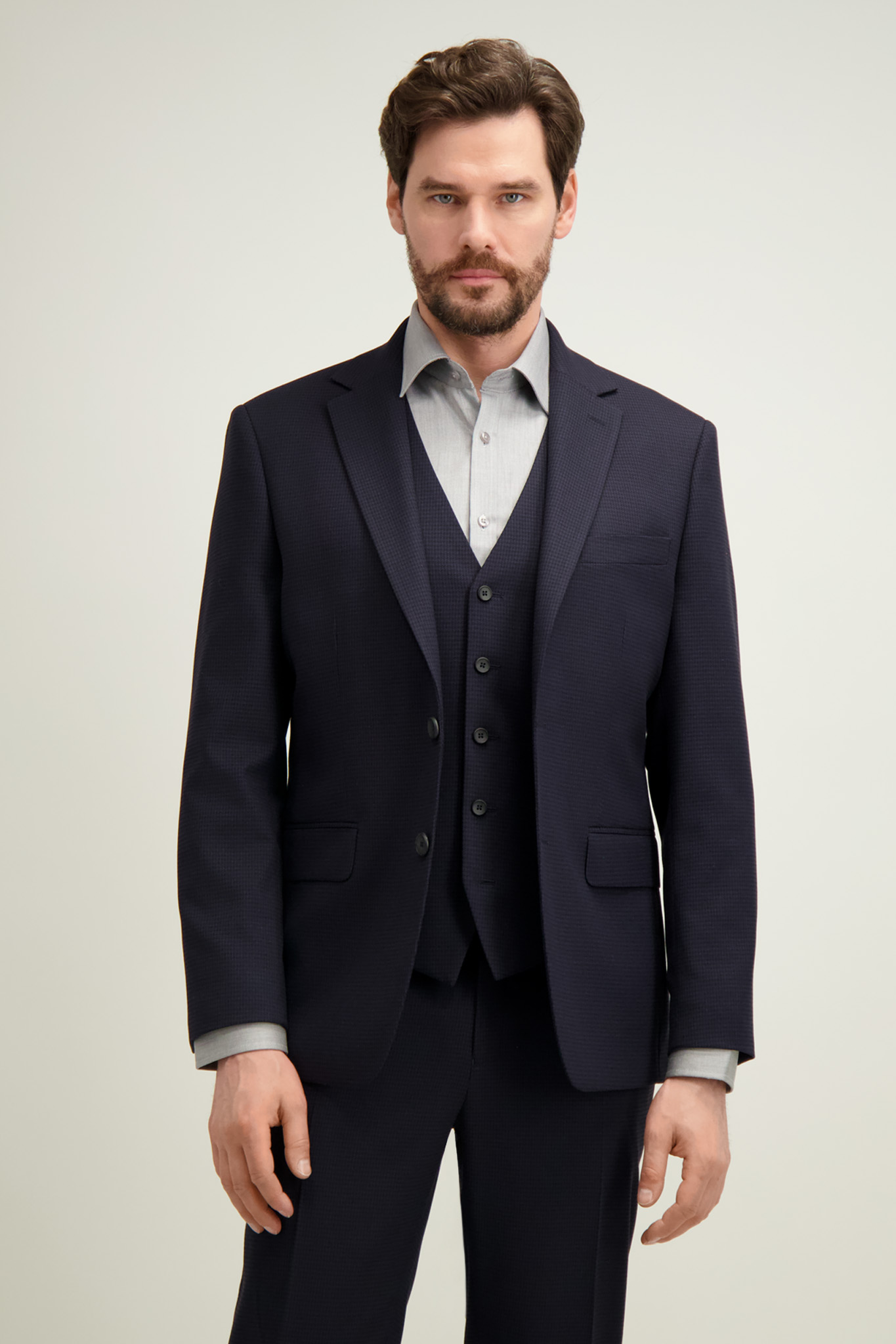 Granatowa marynarka męska w pepitkę 46482