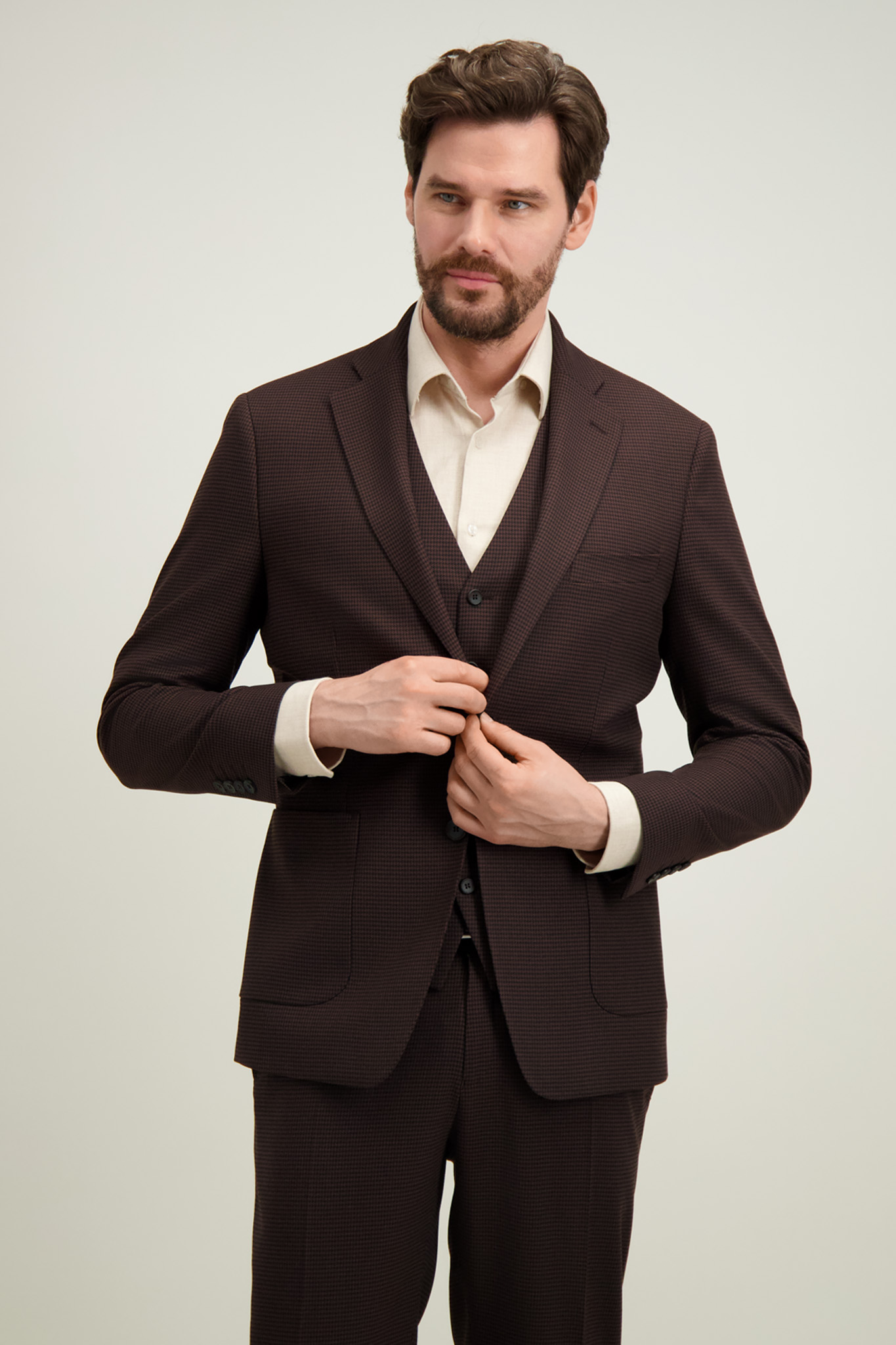 Brązowa marynarka męska w pepitkę 46483