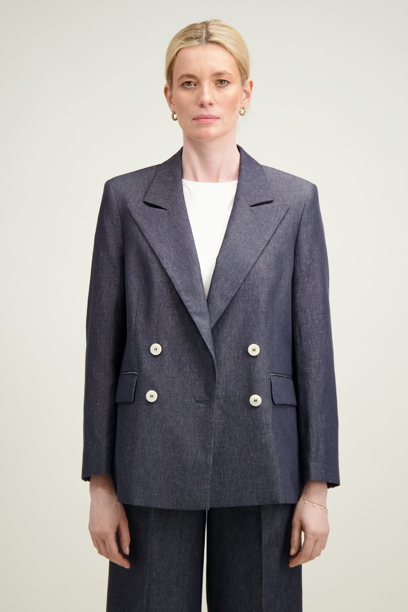 Dwurzędowa marynarka damska bawełna, len 87077