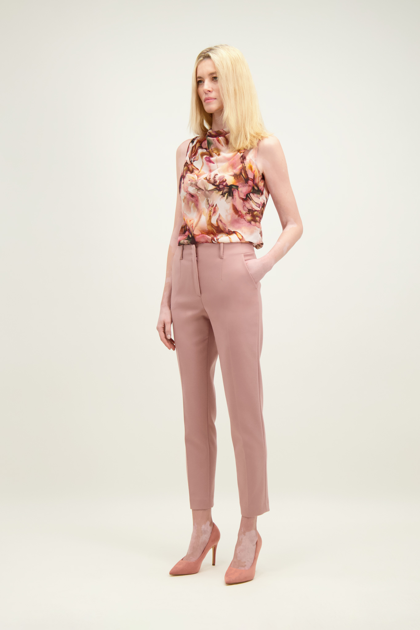 Spodnie damskie brudny róż 87171