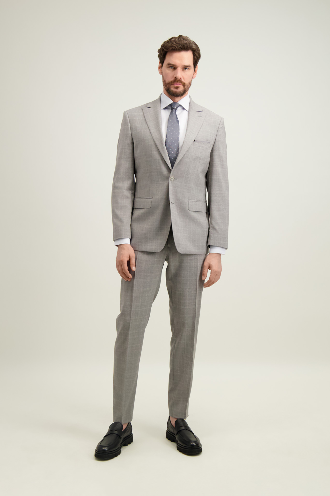 Szary garnitur męski Wełna Virgin Wool 35499