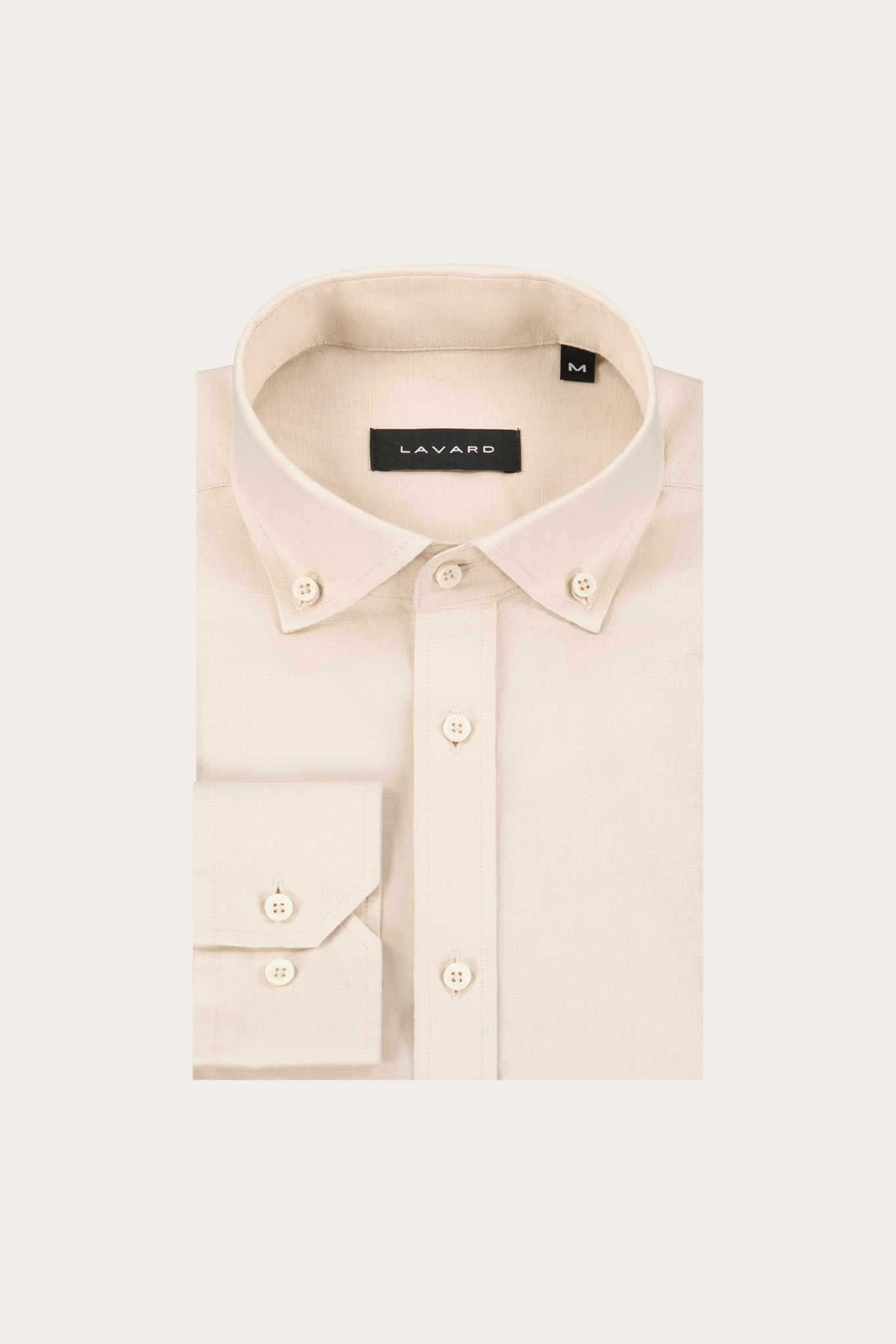 Beżowa koszula męska z lnu i bawełny 93615