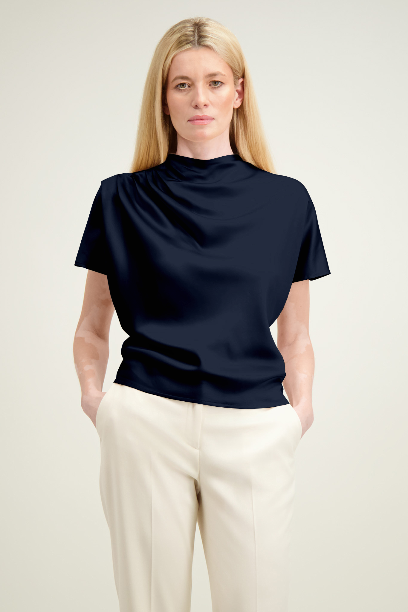 Granatowa bluzka damska z wiskozy 87360