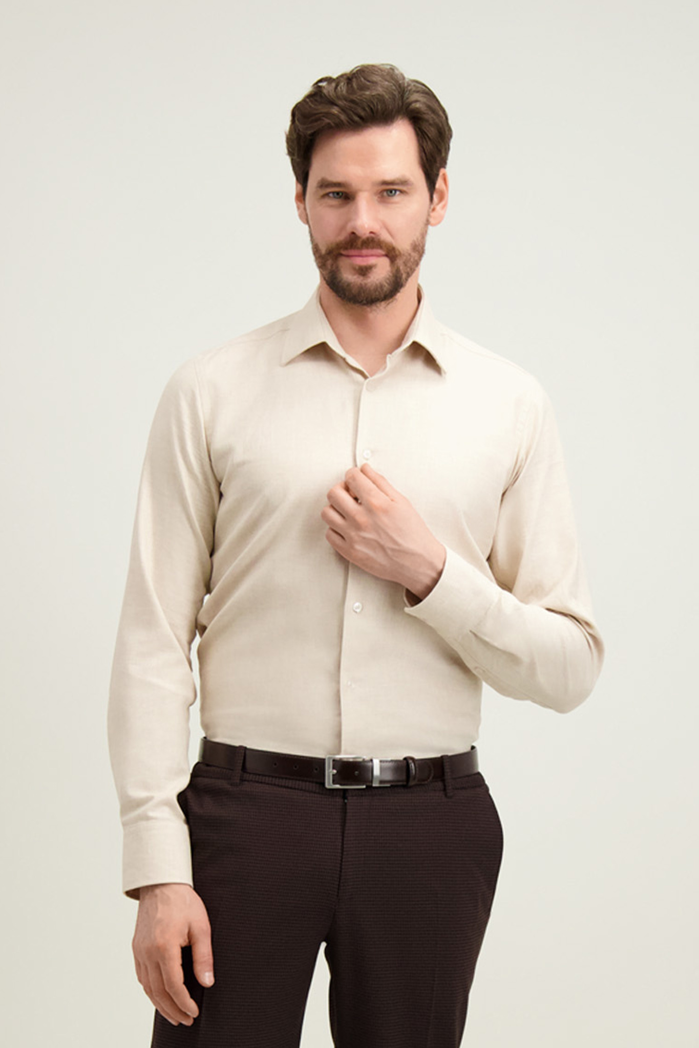 Beżowa koszula męska 93531