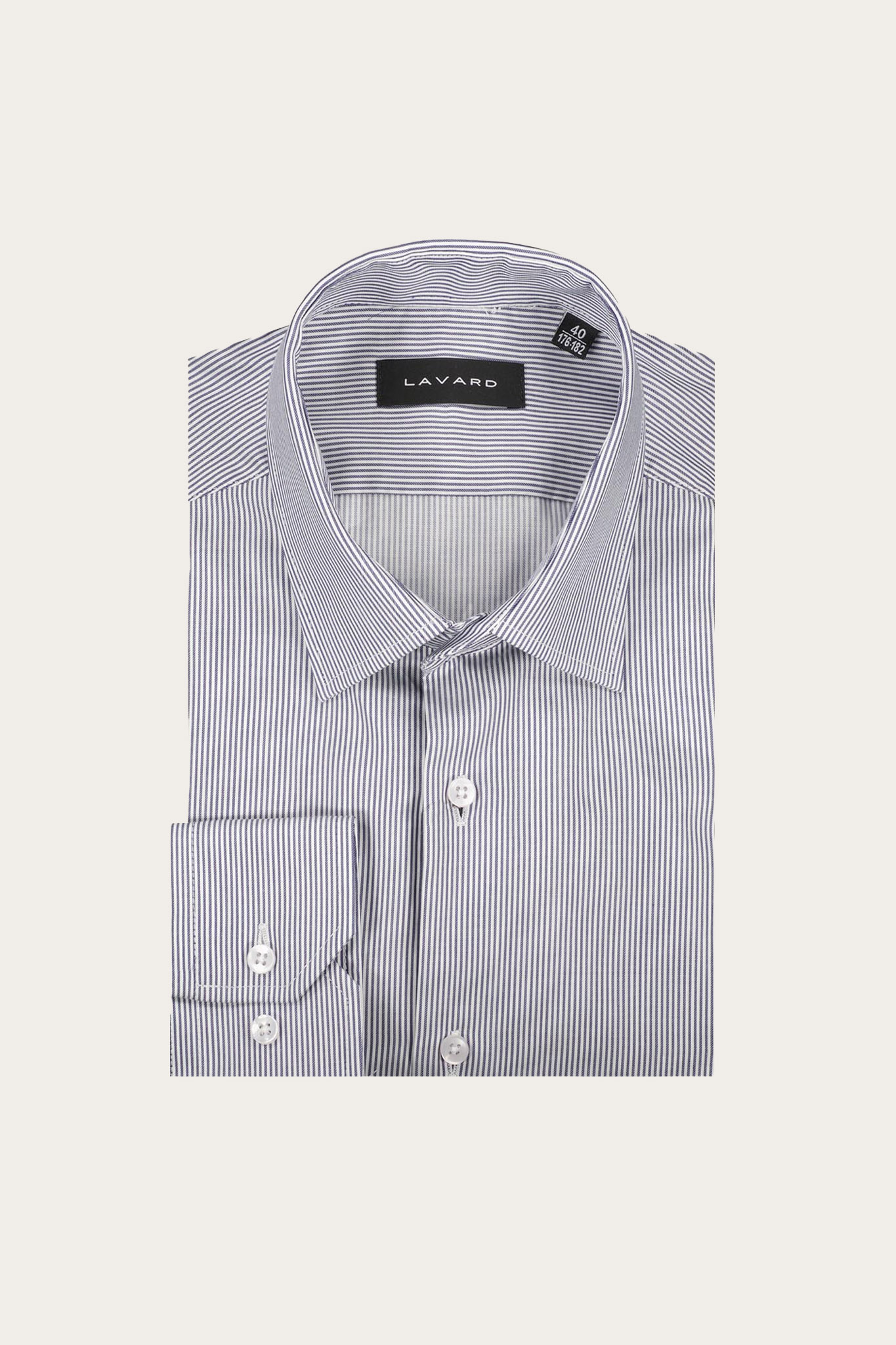 Biało-granatowa koszula męska w paski 93539