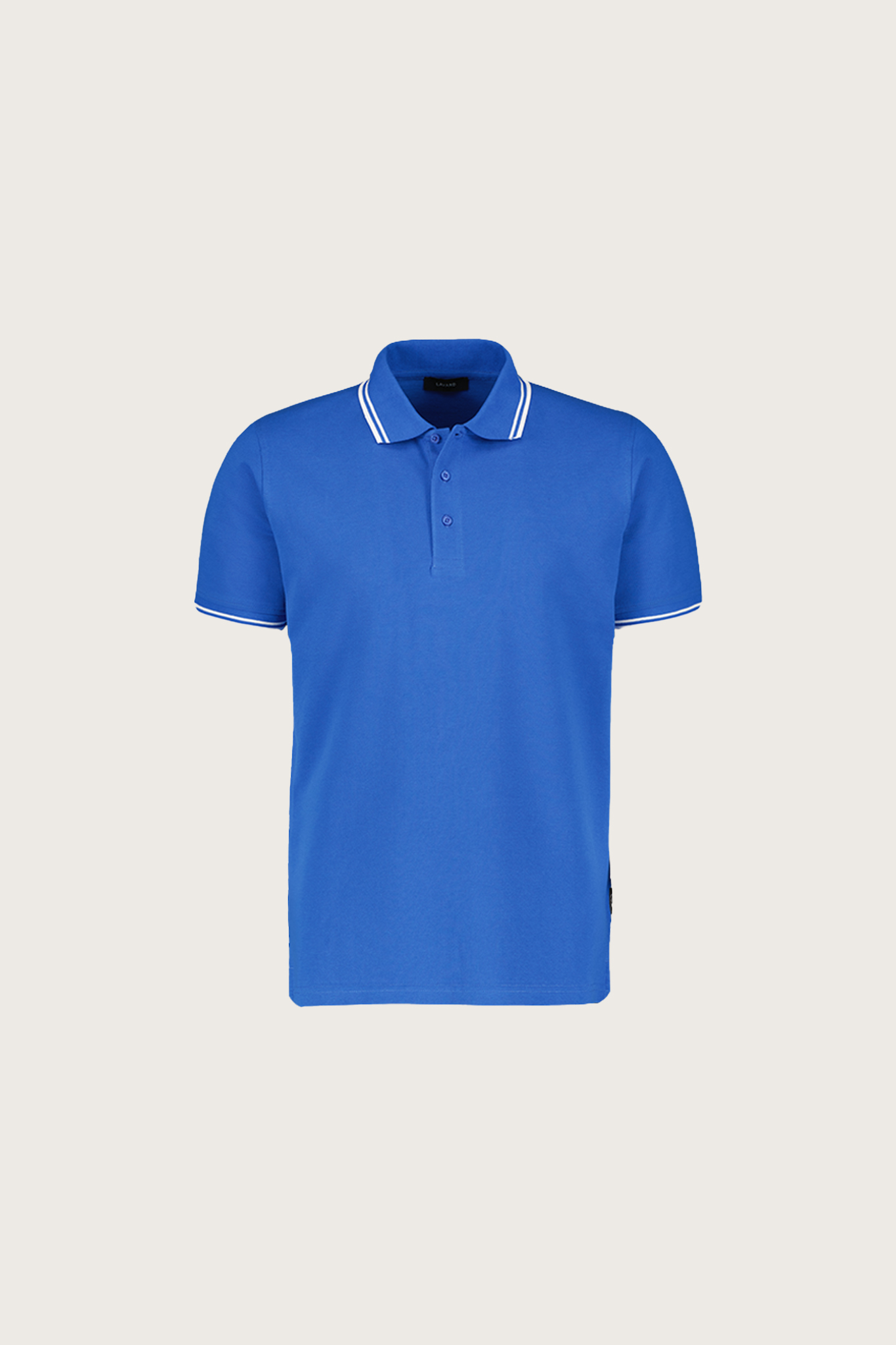 Niebieskie polo męskie z białymi elementami 74127