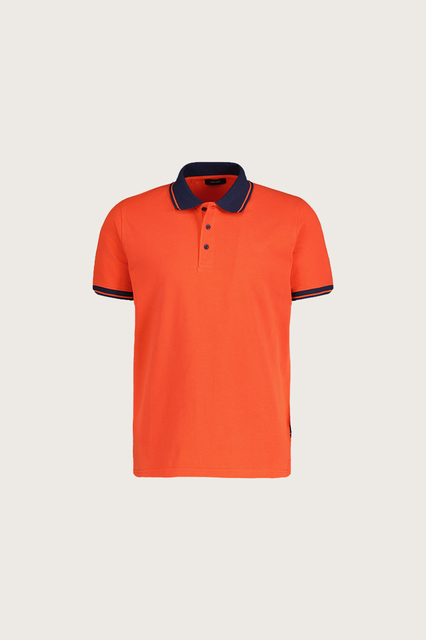 Pomarańczowe polo męskie z czarnym kołnierzem 74128