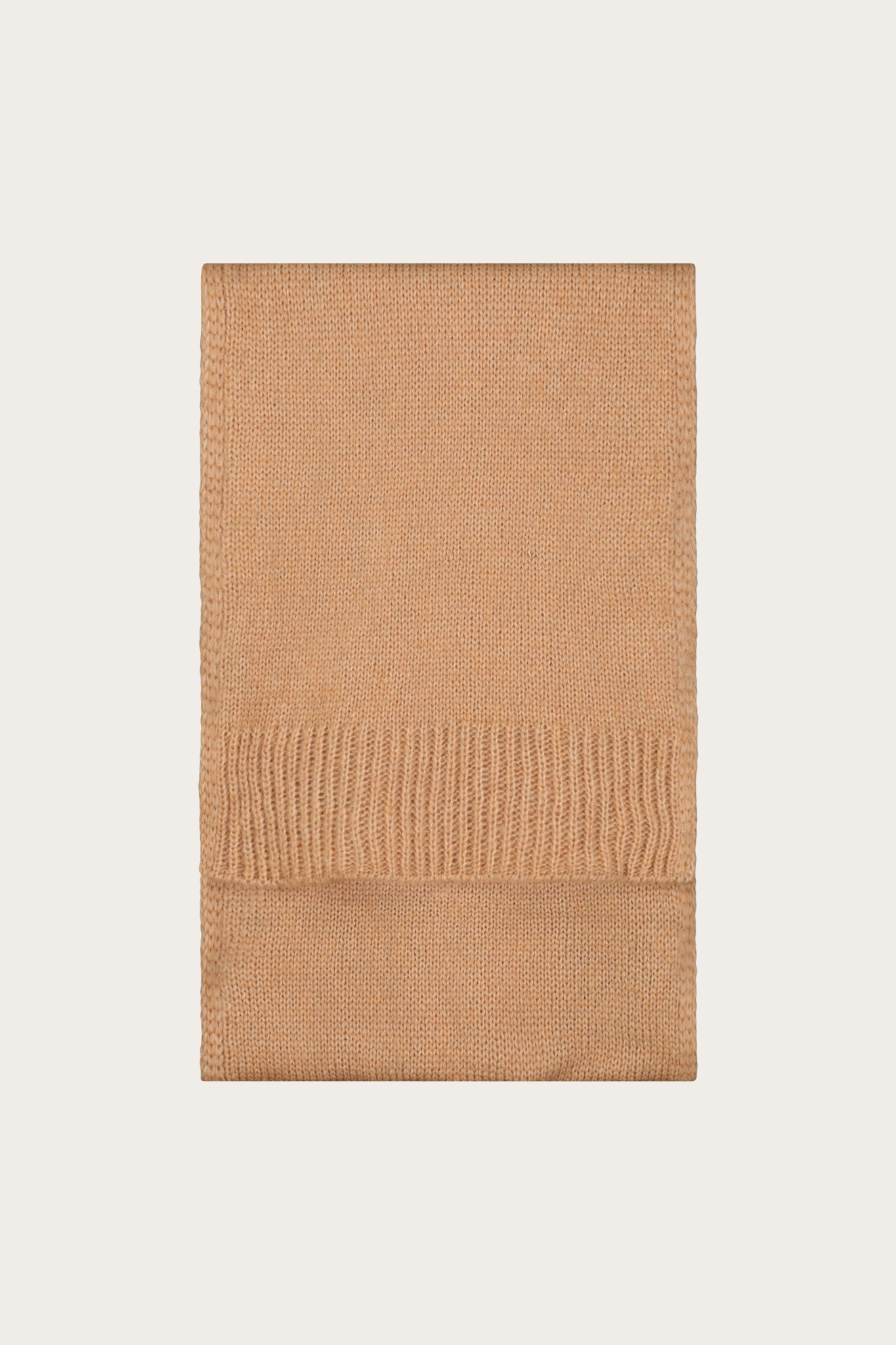 Kamelowy szal damski z wełną merino 87469