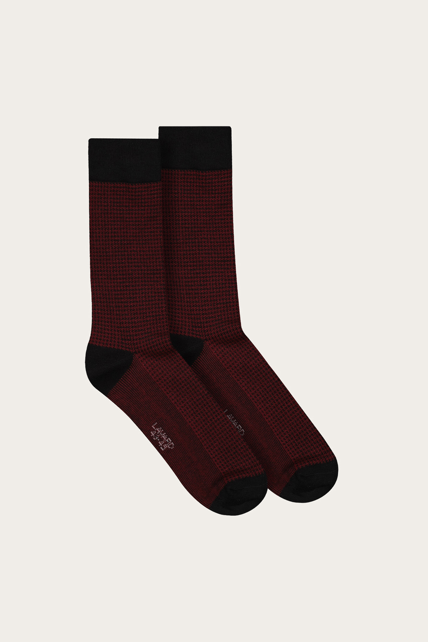 Bordowe skarpety męskie w pepitkę 76161