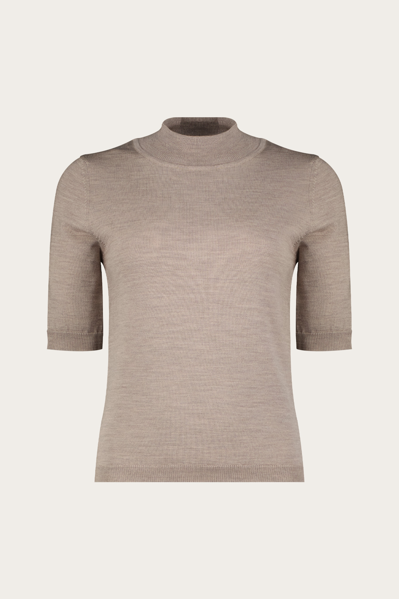 Beżowo-szary półgolf damski z wełny merino 87446