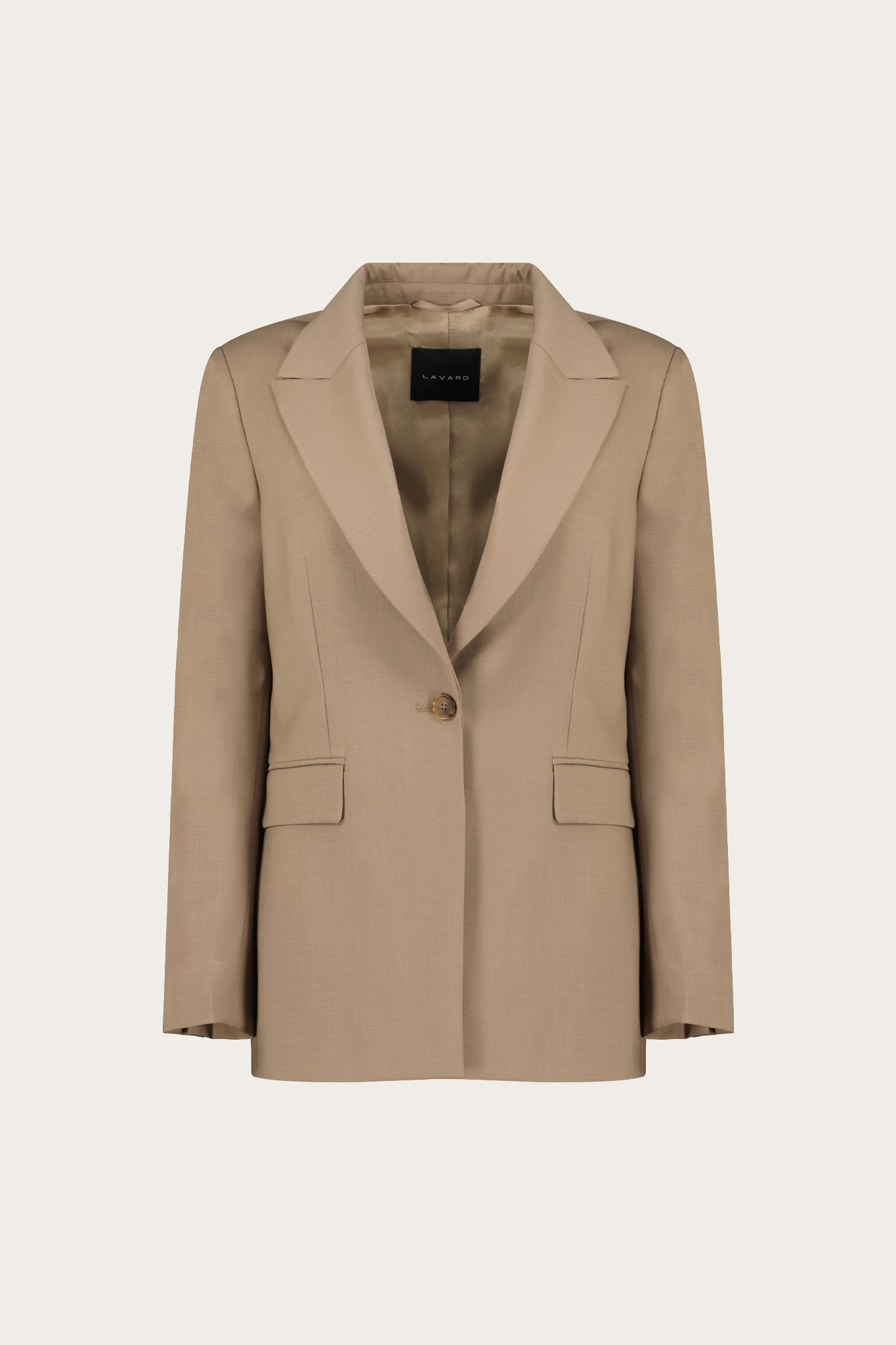 Beżowo-szara marynarka damska z wełną 87523