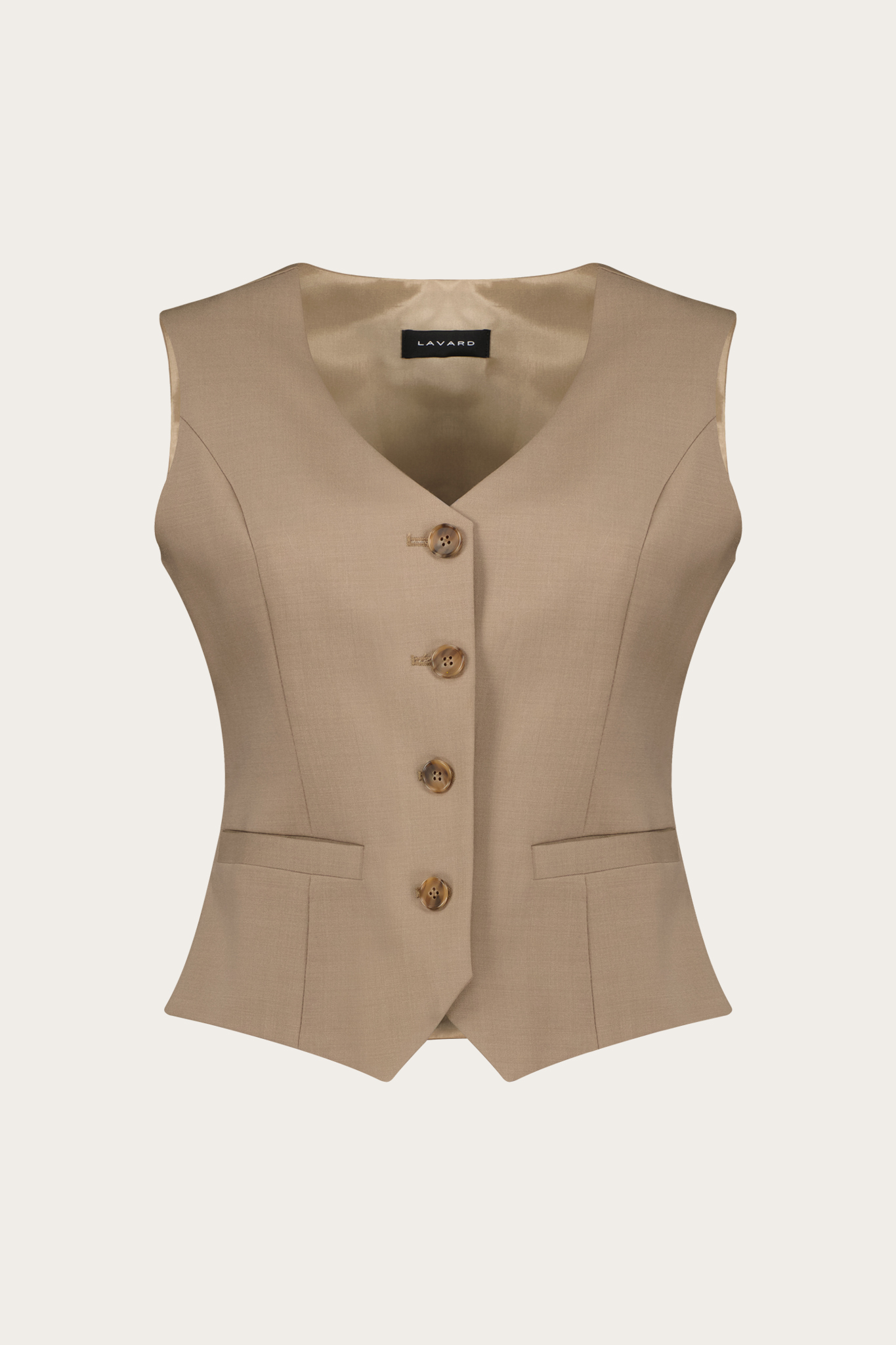 Beżowo-szara kamizelka damska z wełną 87525